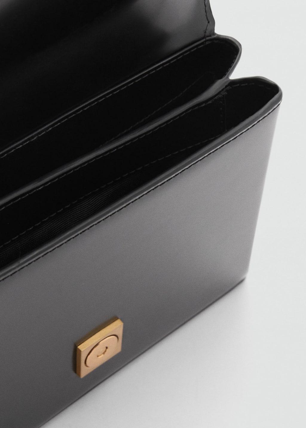 Black 100% Leather Bag With Flap, 0201_99, large image number 2