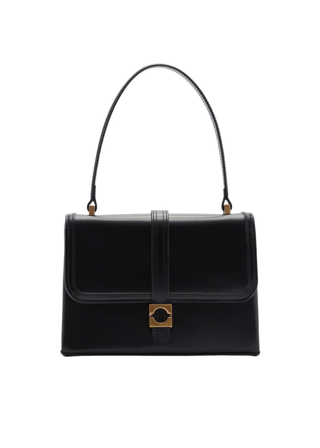 Black 100% Leather Bag With Flap, 0201_99, large image number 3