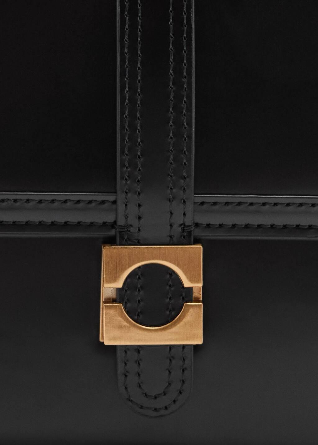 Black 100% Leather Bag With Flap, 0201_99, large image number 4