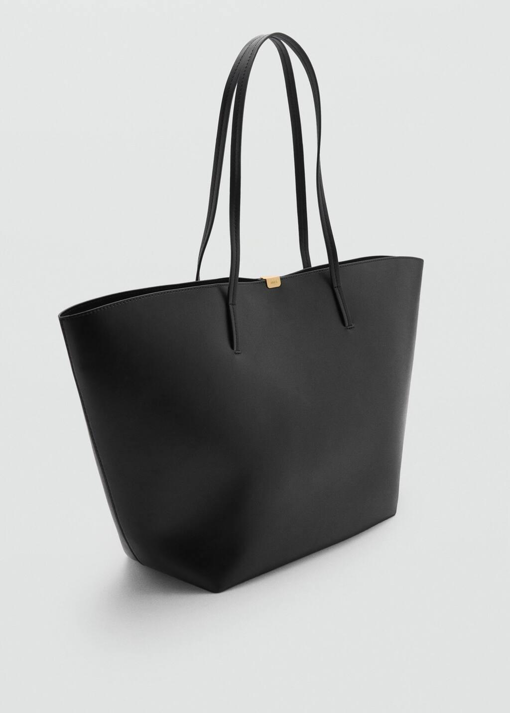 Black Metal Detail Shopper Bag, Black, large image number 0