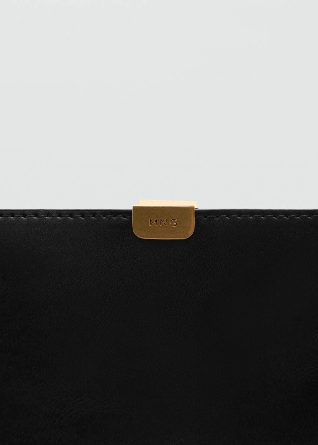 Black Metal Detail Shopper Bag, Black, large image number 1