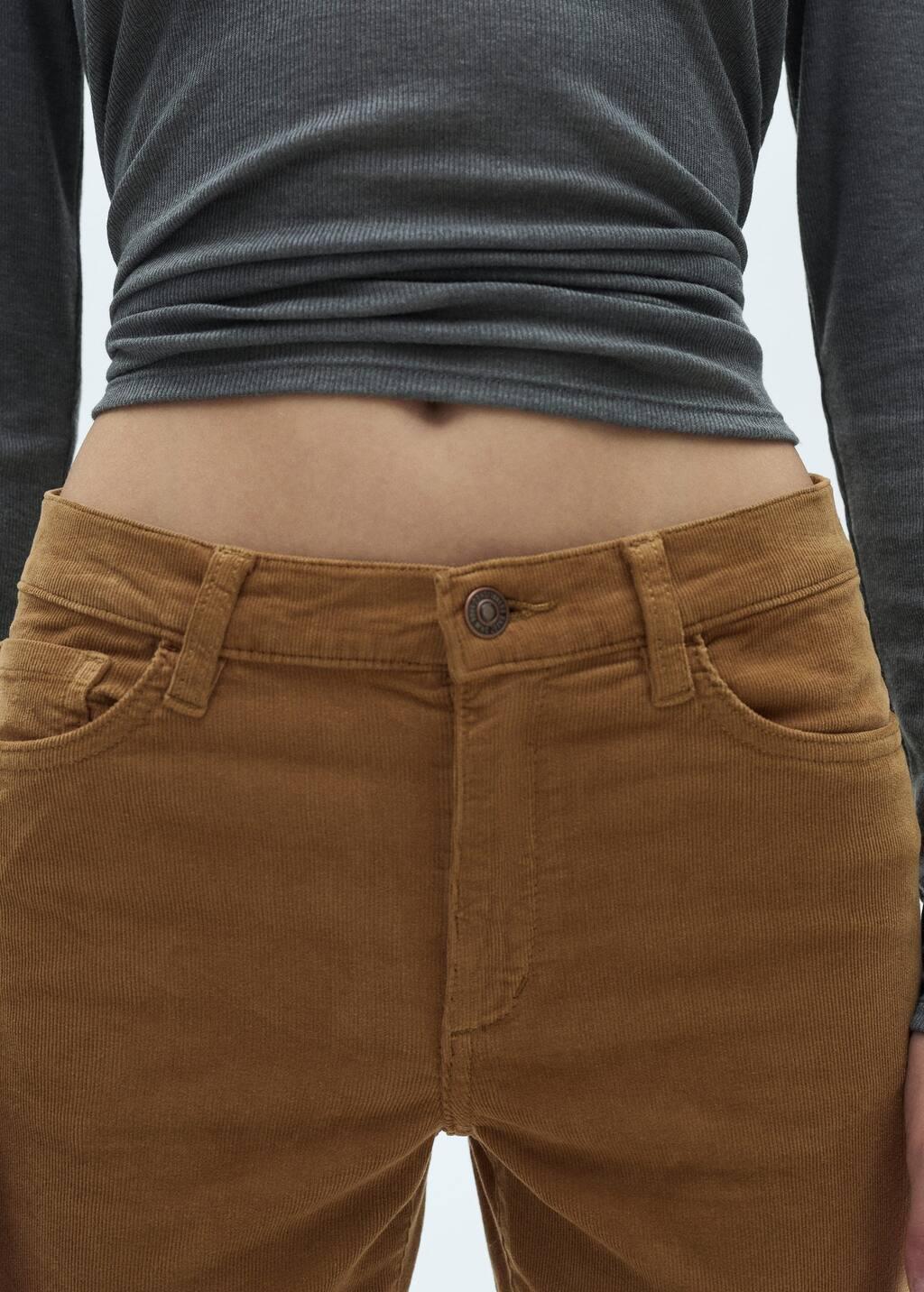Brown Flare Crop Corduroy Pants, , large image number 1