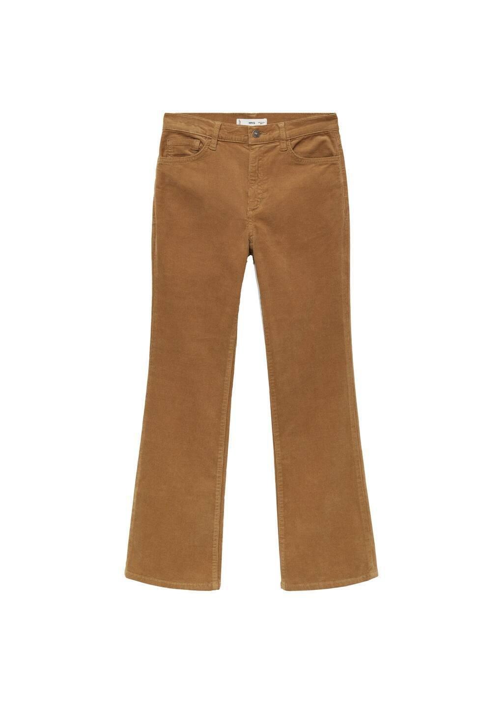 Brown Flare Crop Corduroy Pants, , large image number 3