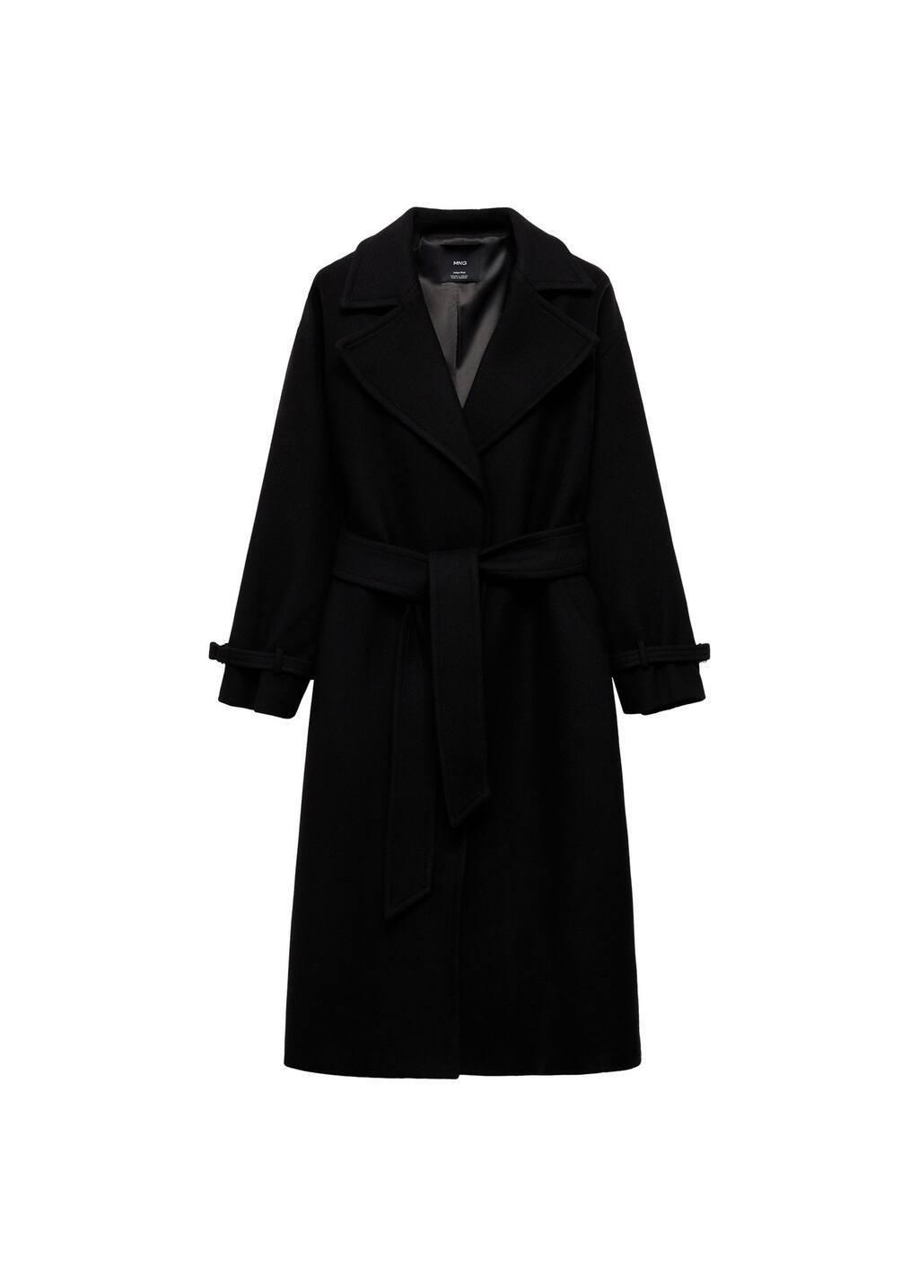 Black Maxi Lapel Manteco Wool Coat, , large image number 4