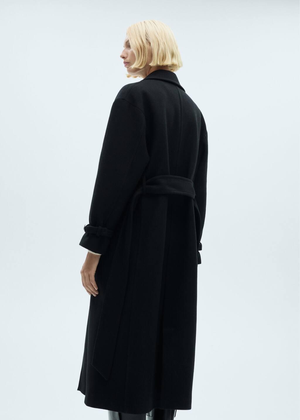 Black Maxi Lapel Manteco Wool Coat, , large image number 5
