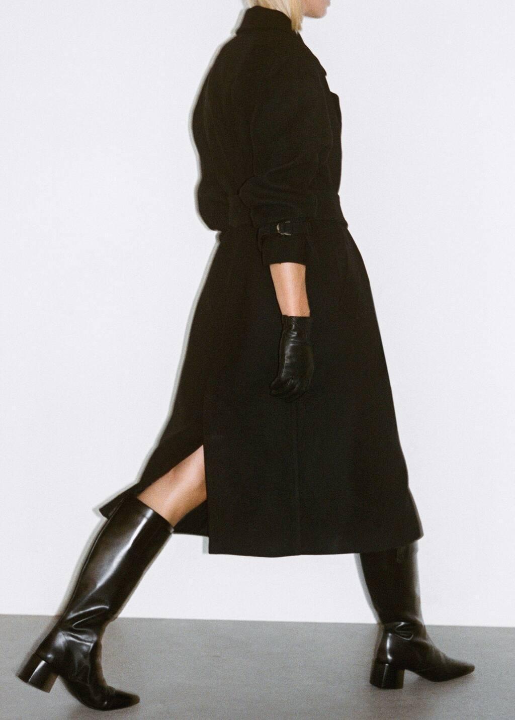 Black Maxi Lapel Manteco Wool Coat, , large image number 6