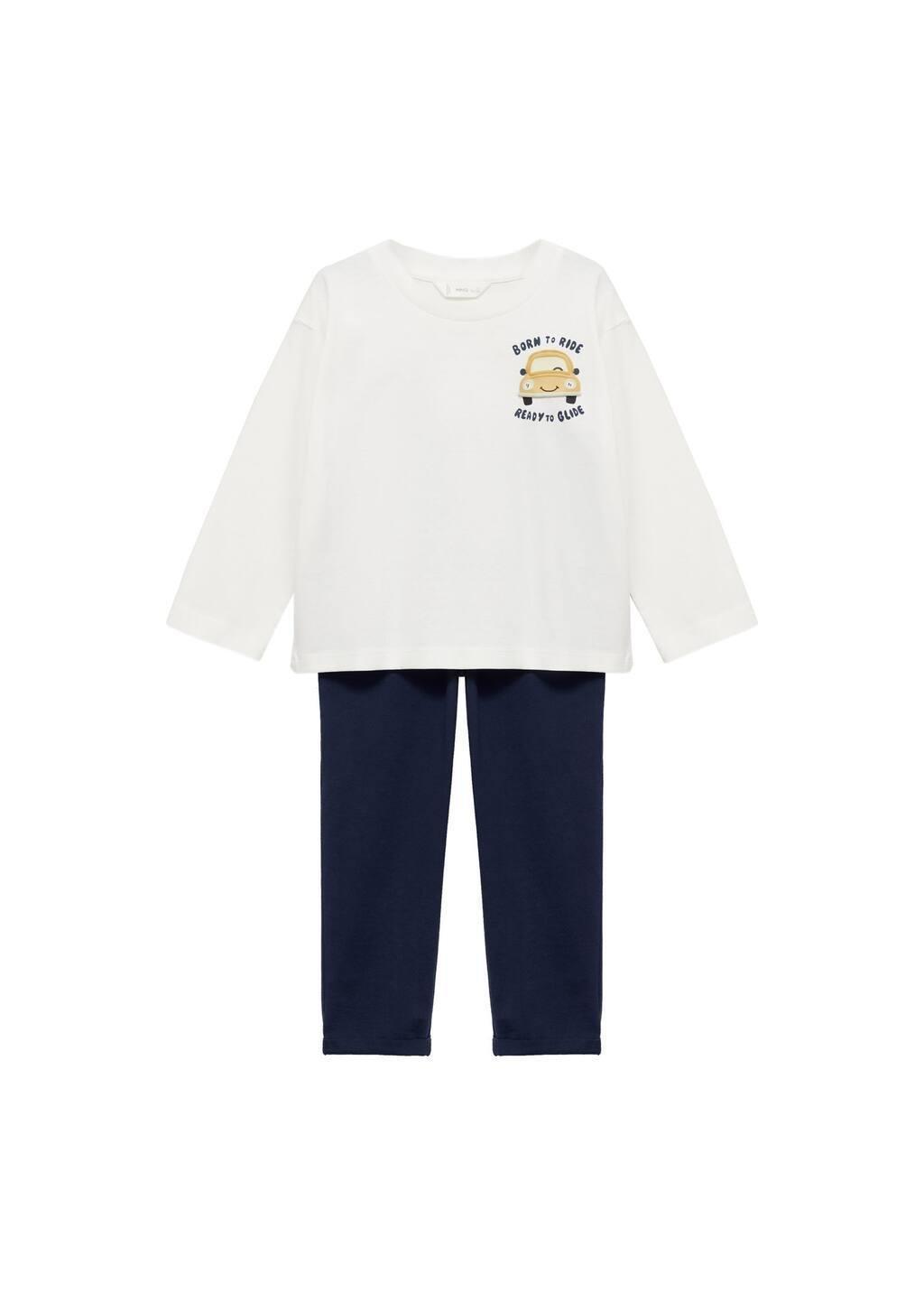 Navy Printed Long Pyjamas, Baby Boy, , large image number 0