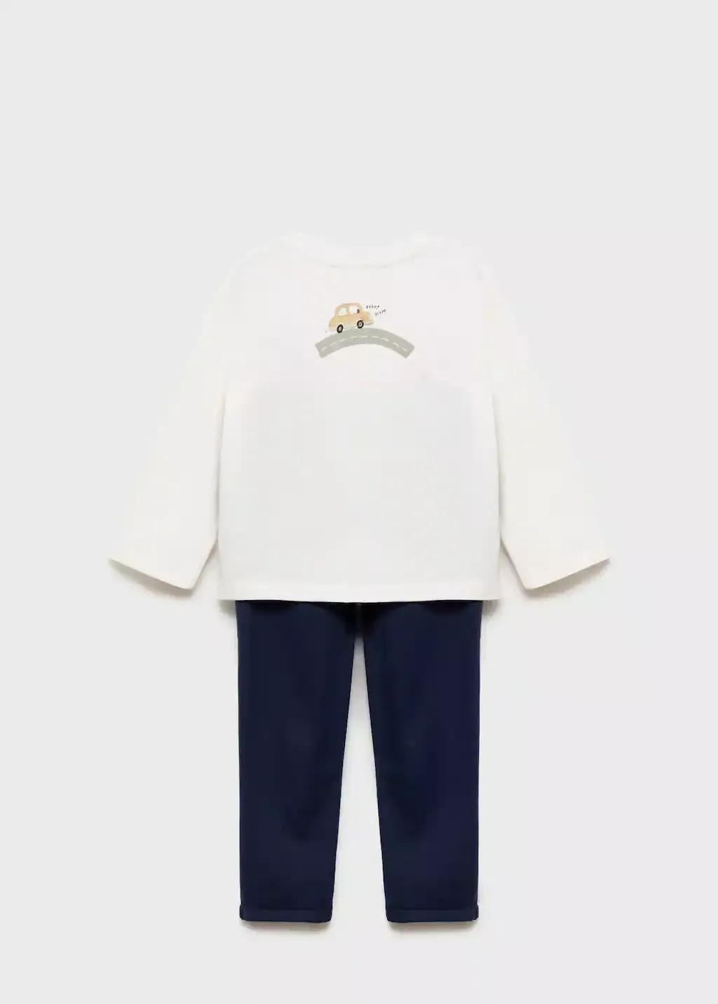 Navy Printed Long Pyjamas, Baby Boy, , large image number 1