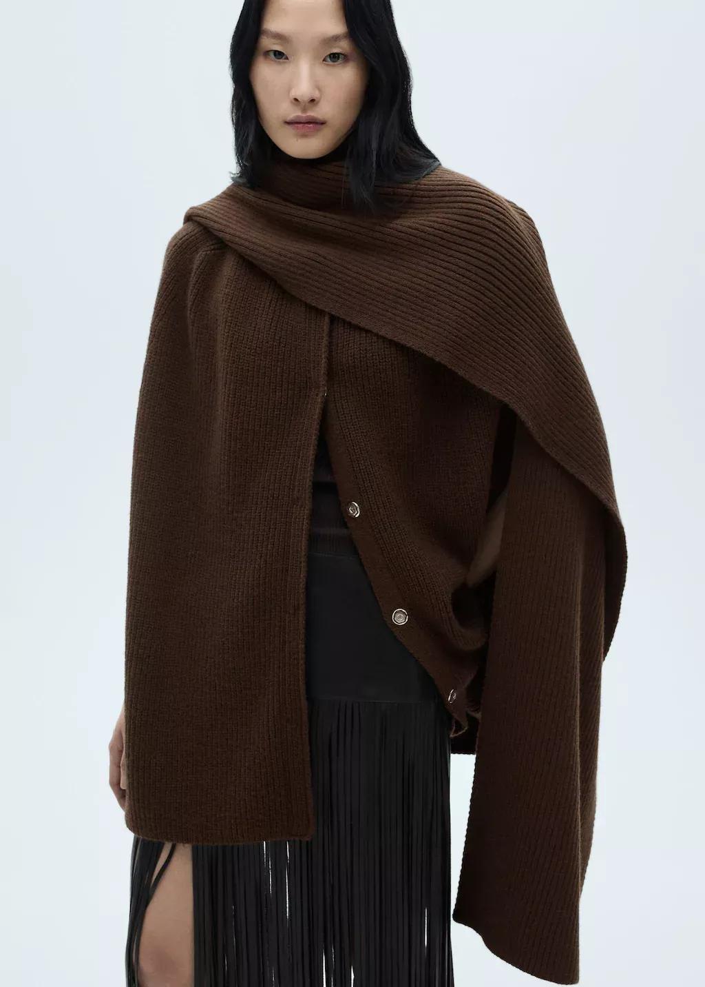 Brown Cape Scarf Buttons, Dark Brown, large image number 0