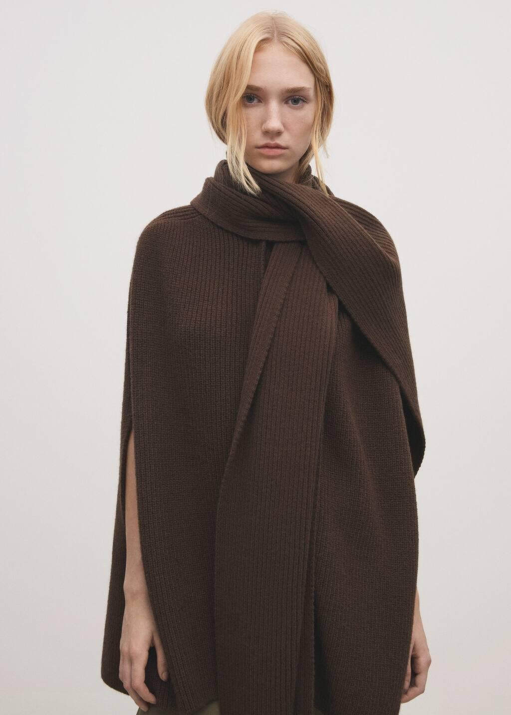 Brown Cape Scarf Buttons, Dark Brown, large image number 1
