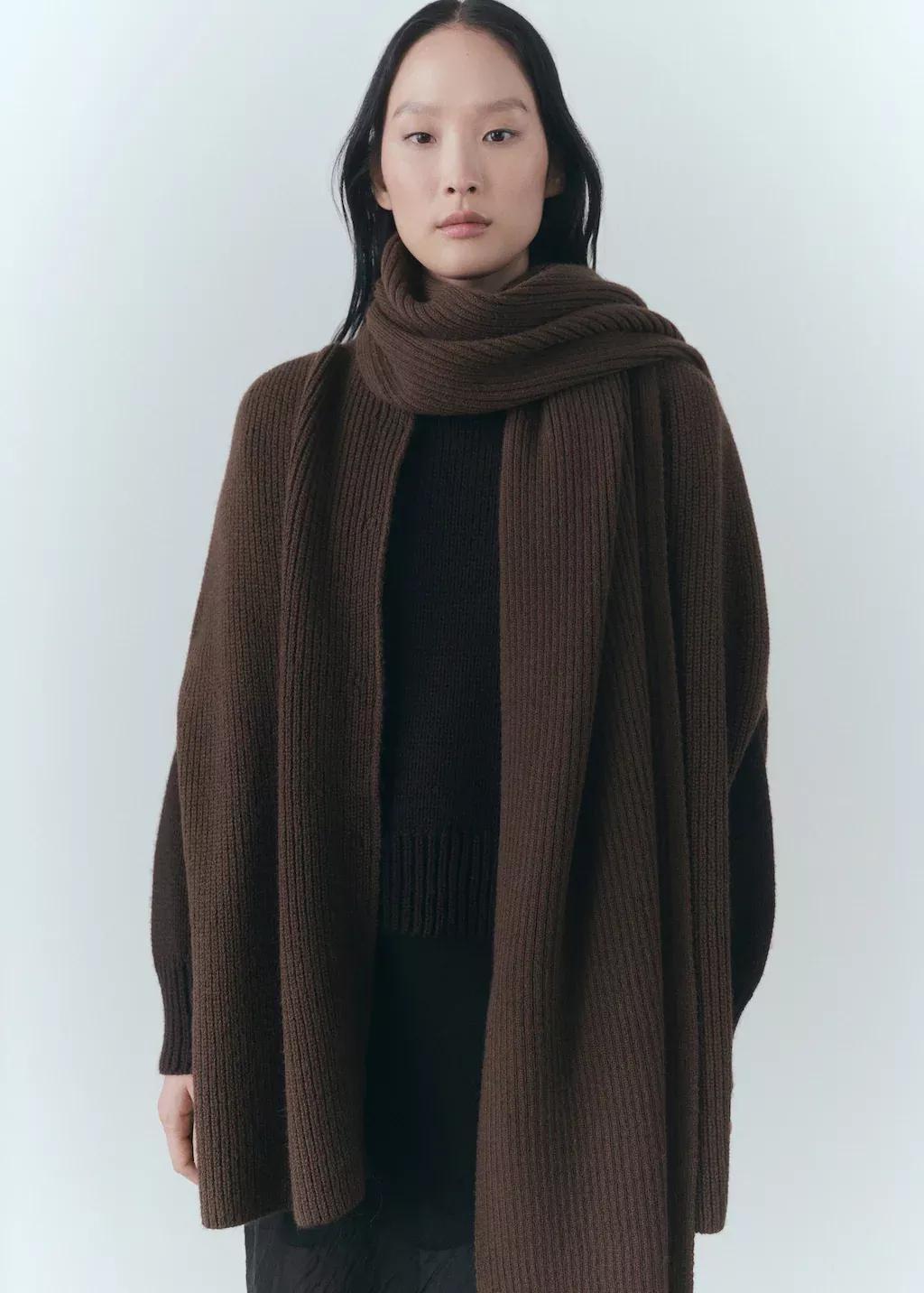 Brown Cape Scarf Buttons, Dark Brown, large image number 4