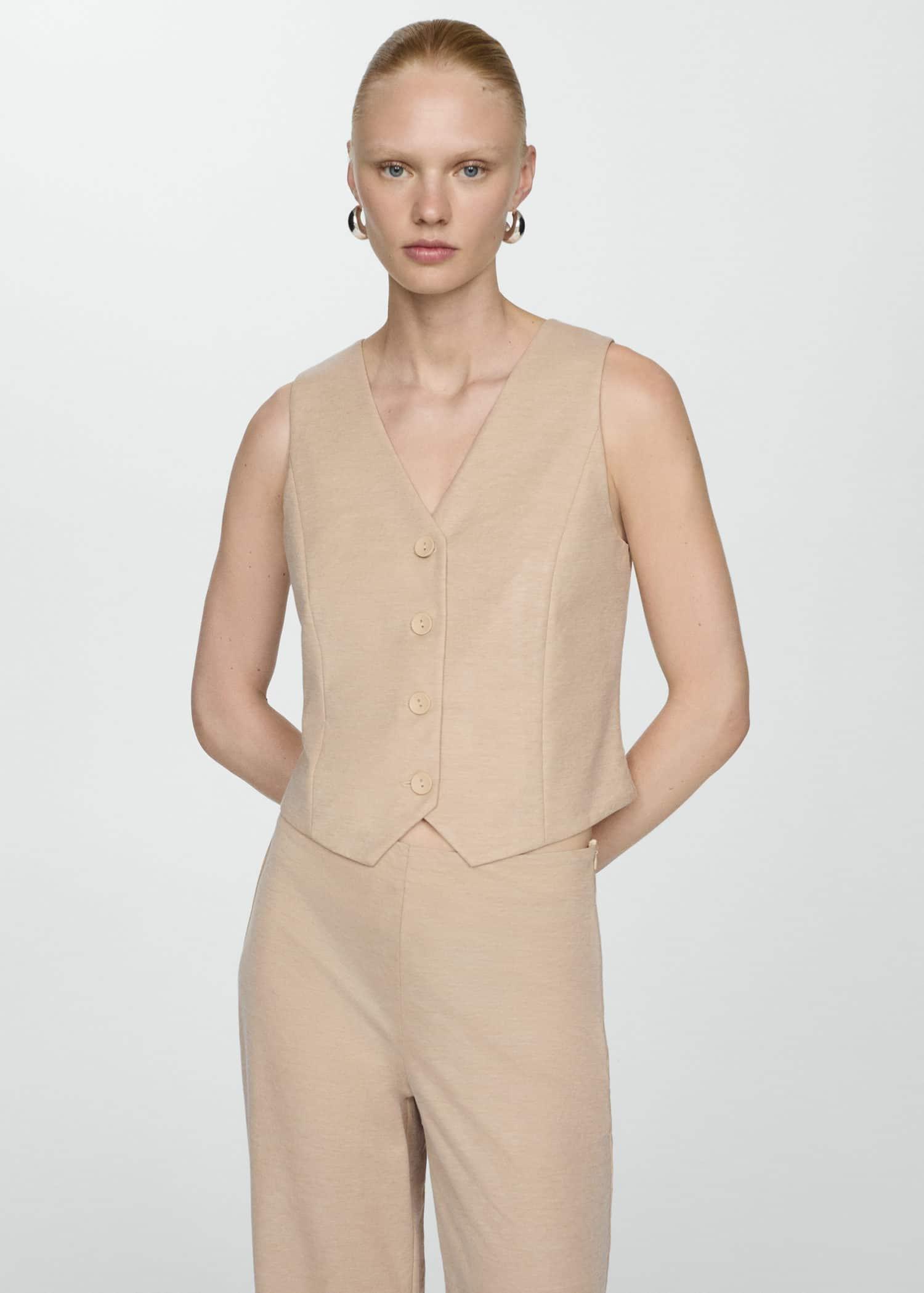 Mango Beige Gilet With Buttons Azadea Lebanon