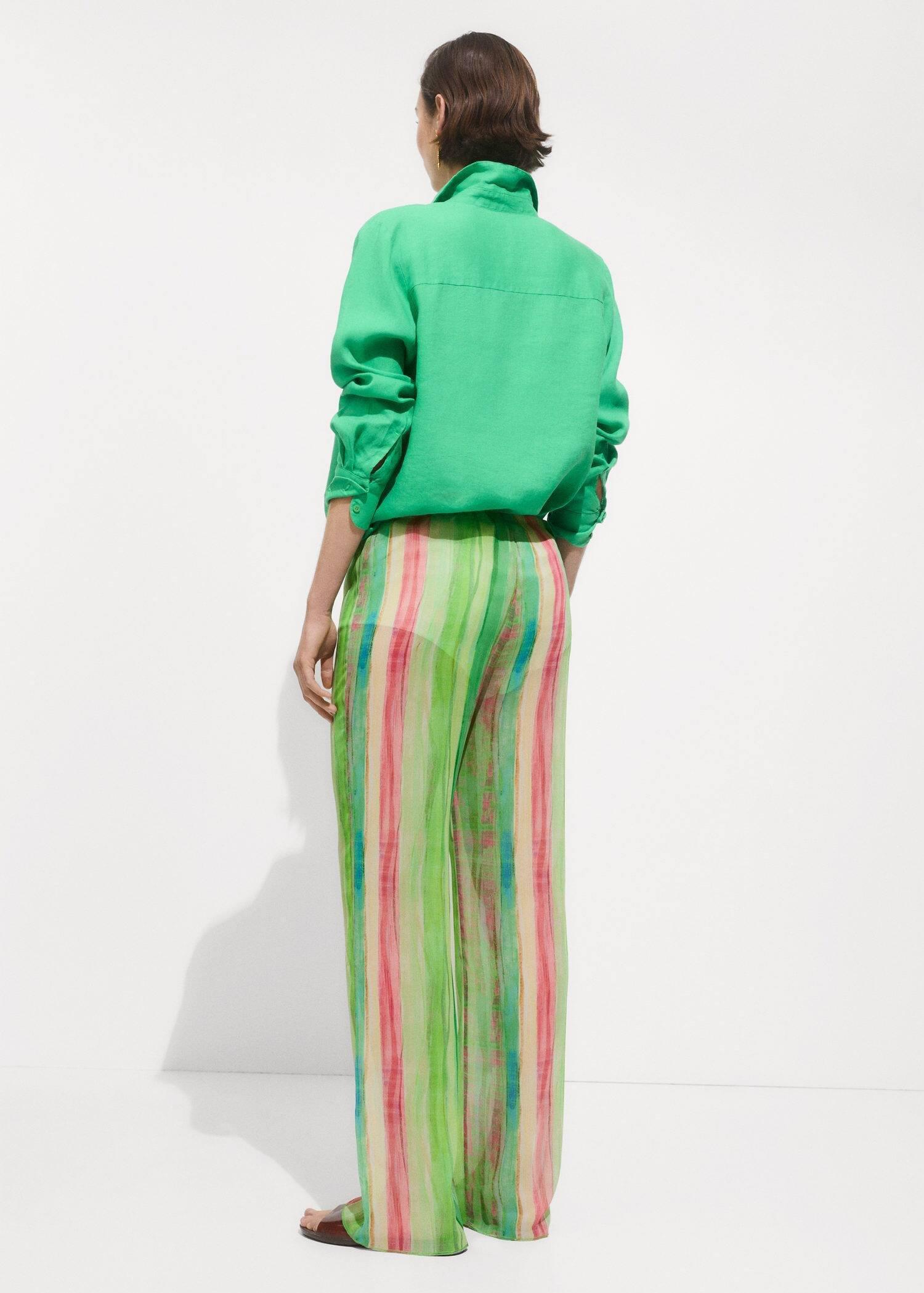 Green Semi-Transparent Printed Trousers, , large image number 2