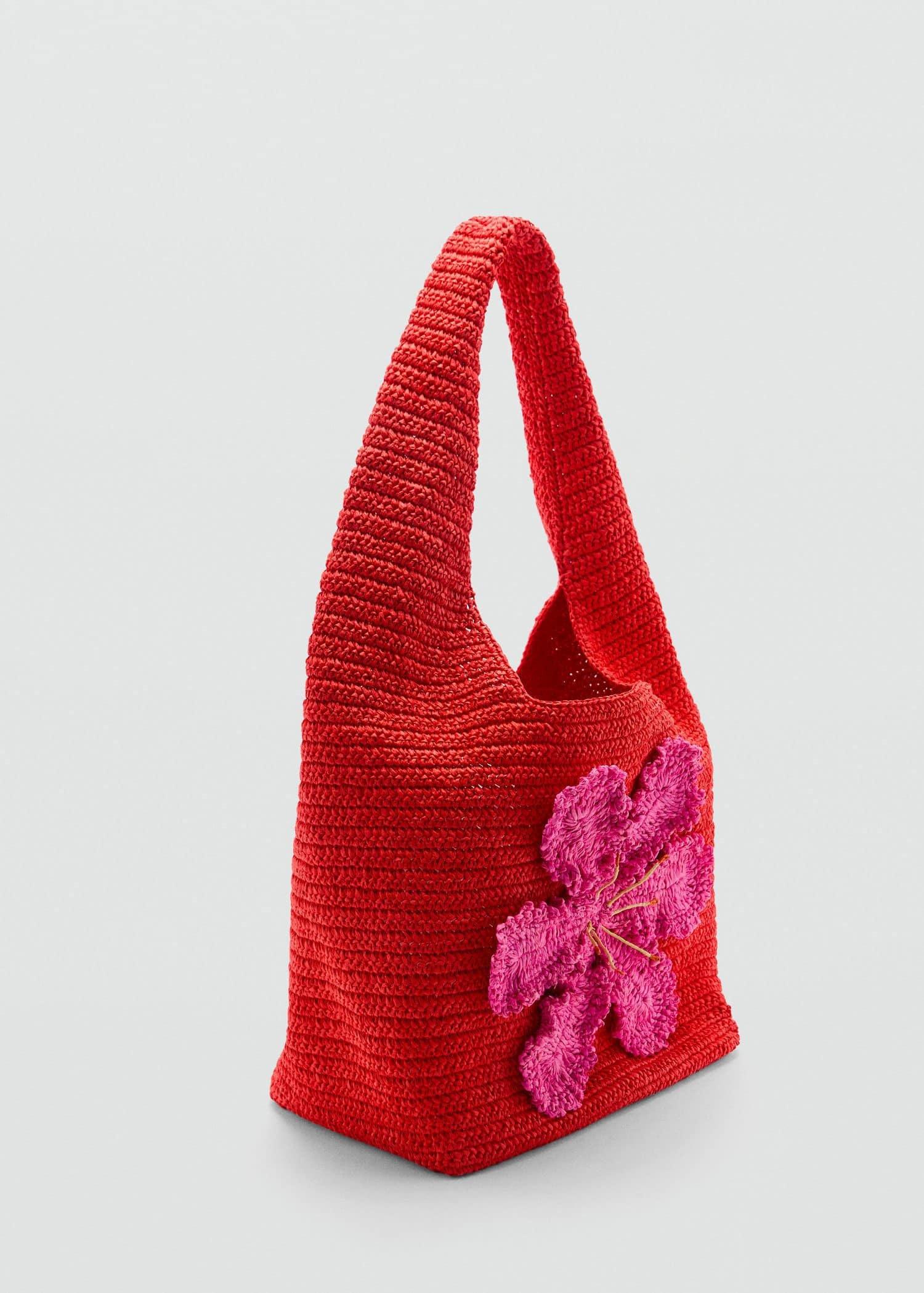 Red Natural Fibre Shopper Bag, Red, large image number 0