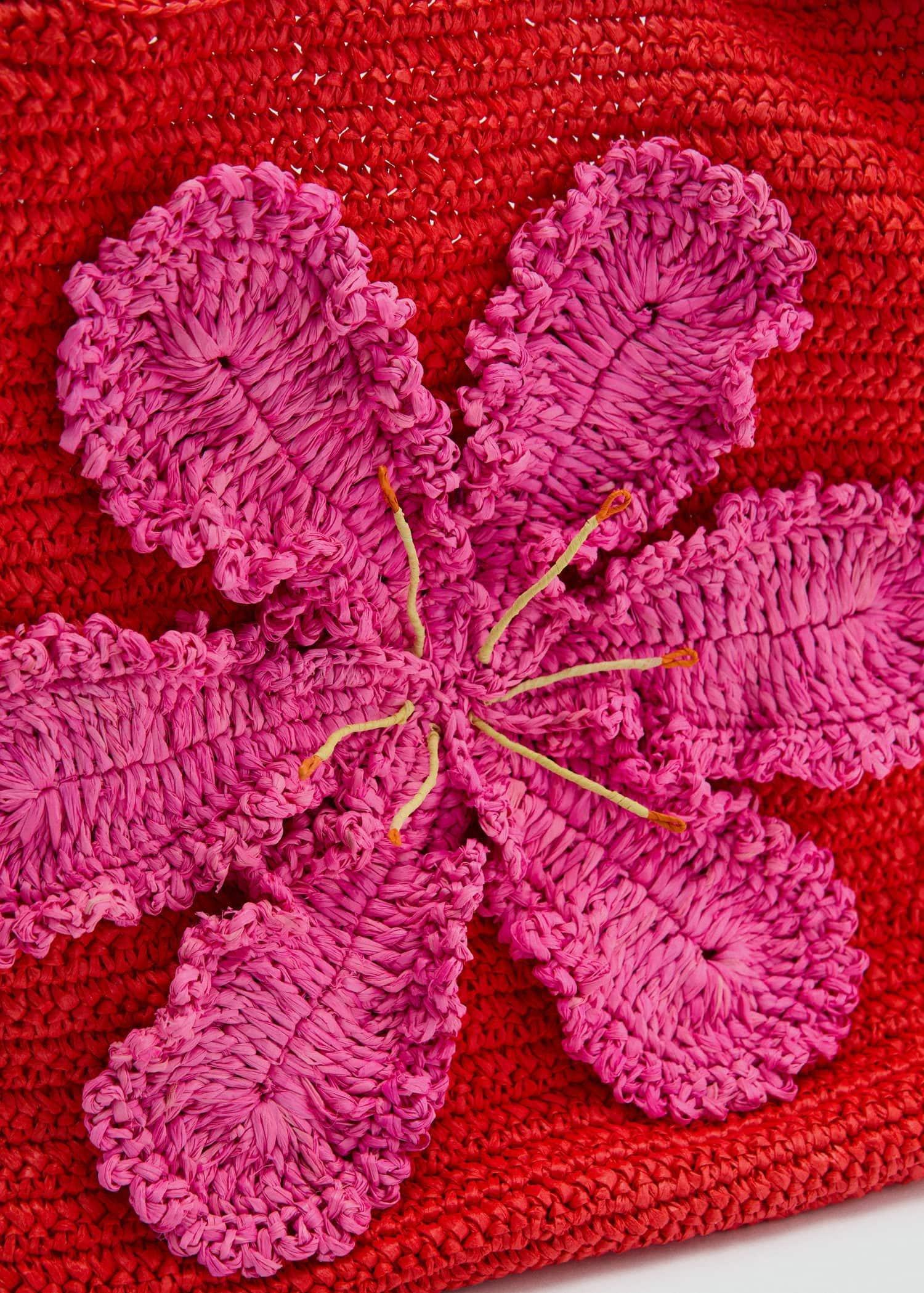 Red Natural Fibre Shopper Bag, Red, large image number 1