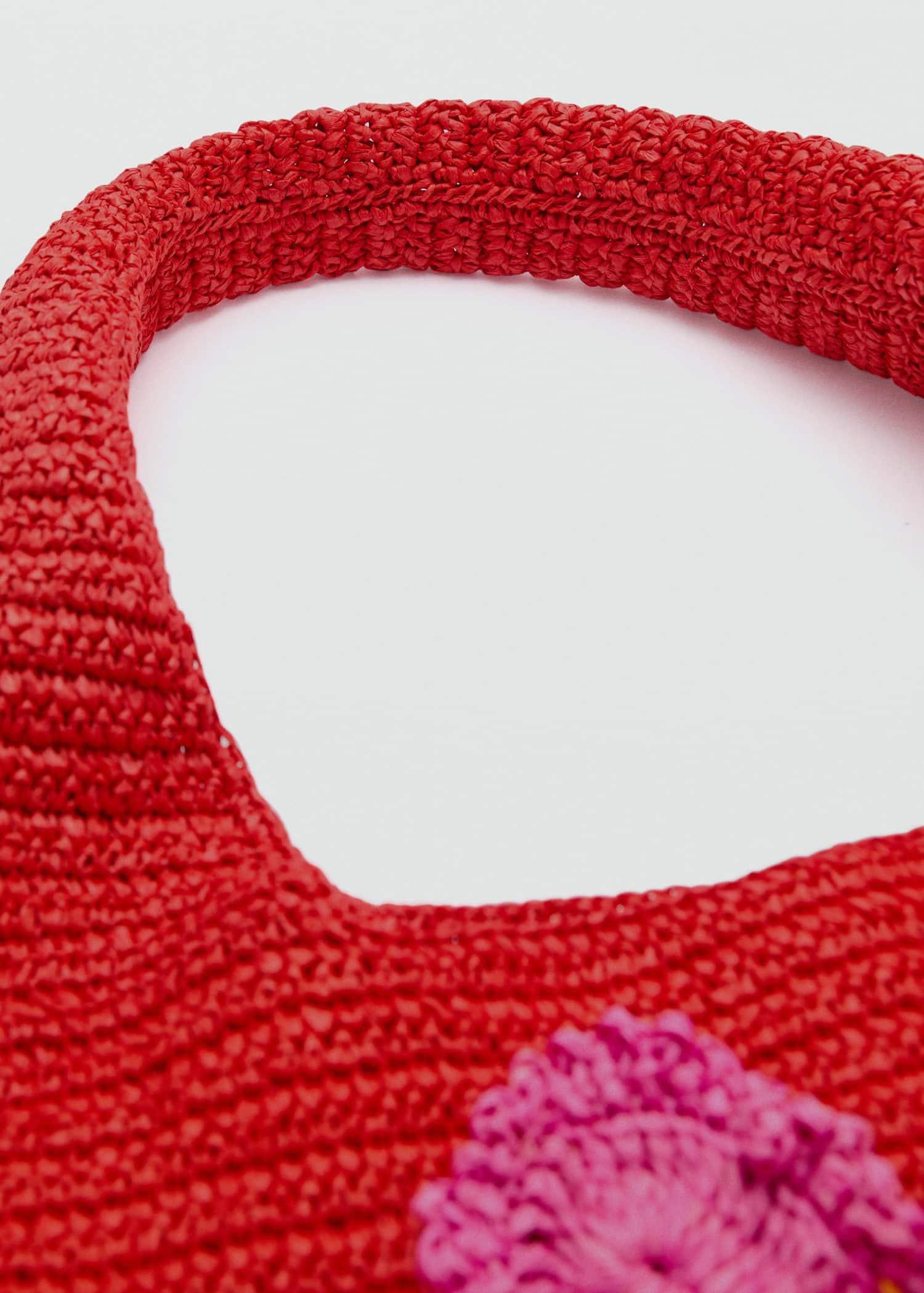 Red Natural Fibre Shopper Bag, Red, large image number 2