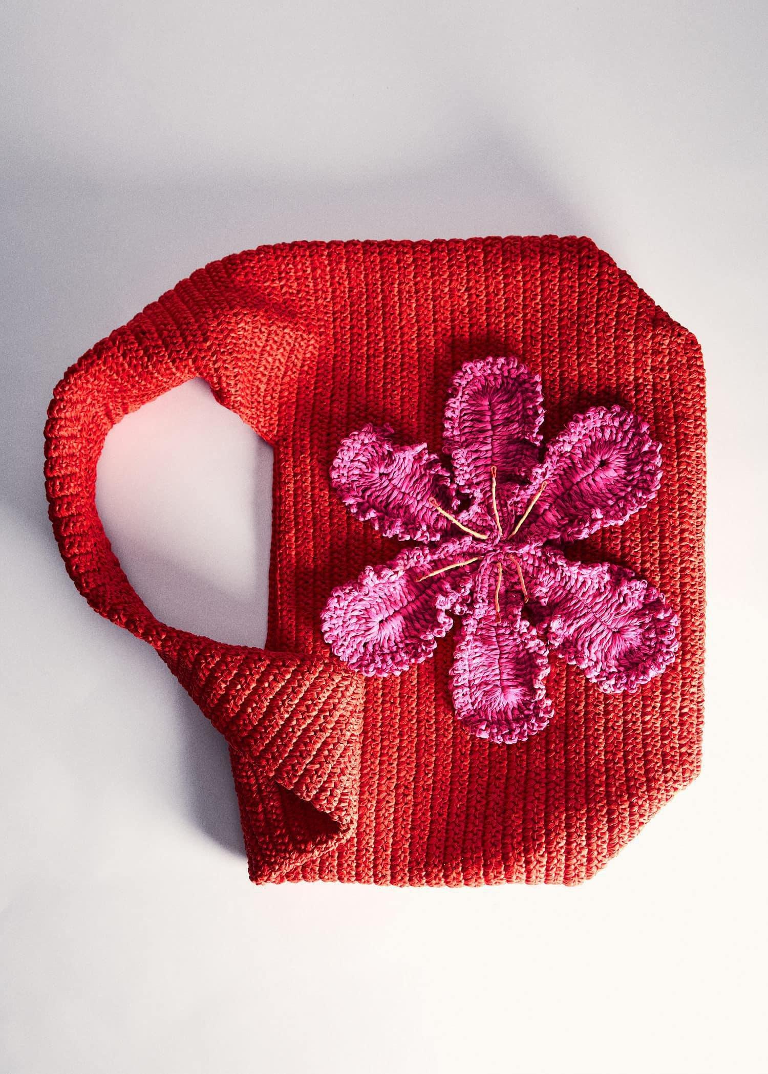 Red Natural Fibre Shopper Bag, Red, large image number 5