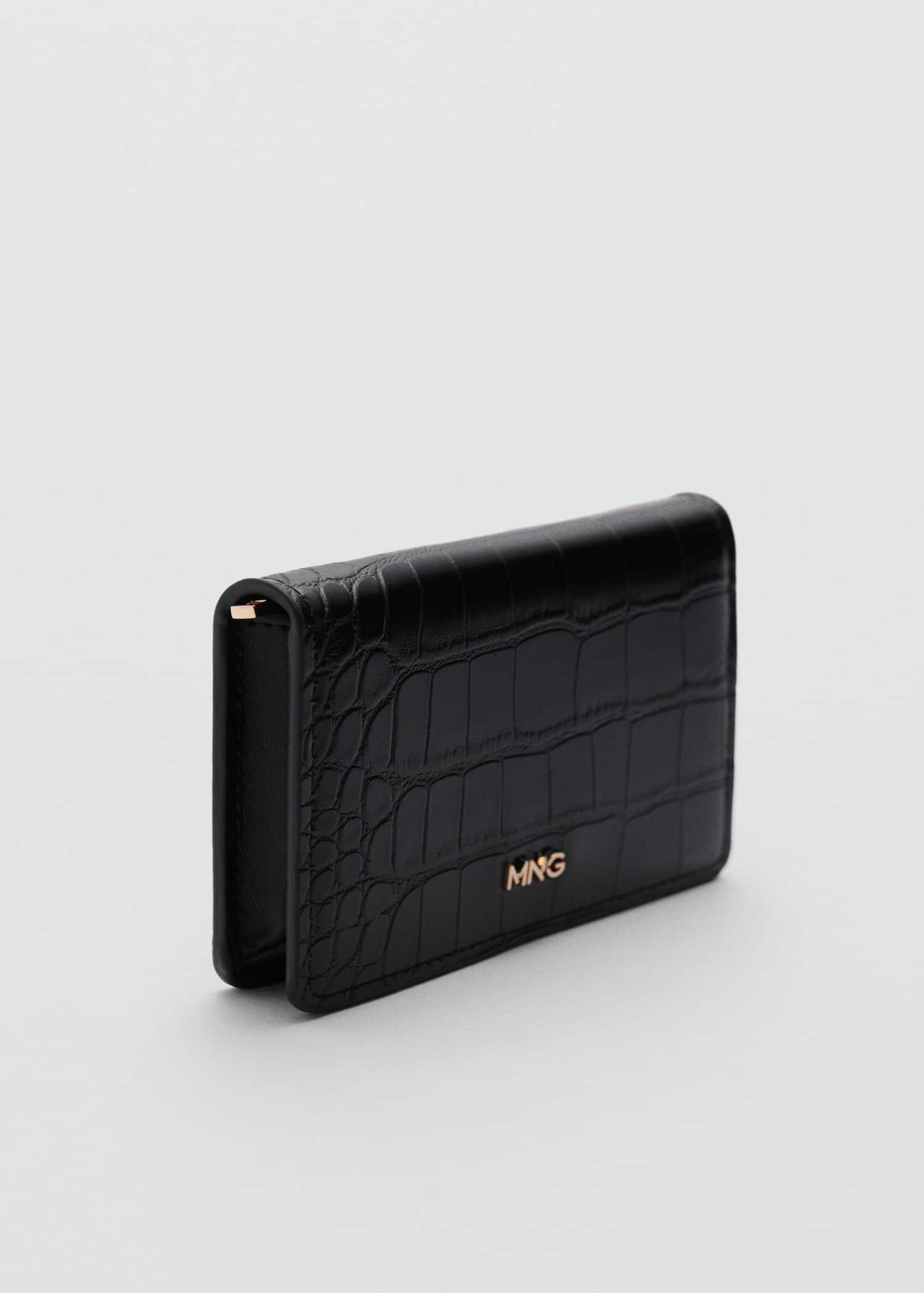 Black Crocodile-Effect Purse, , medium