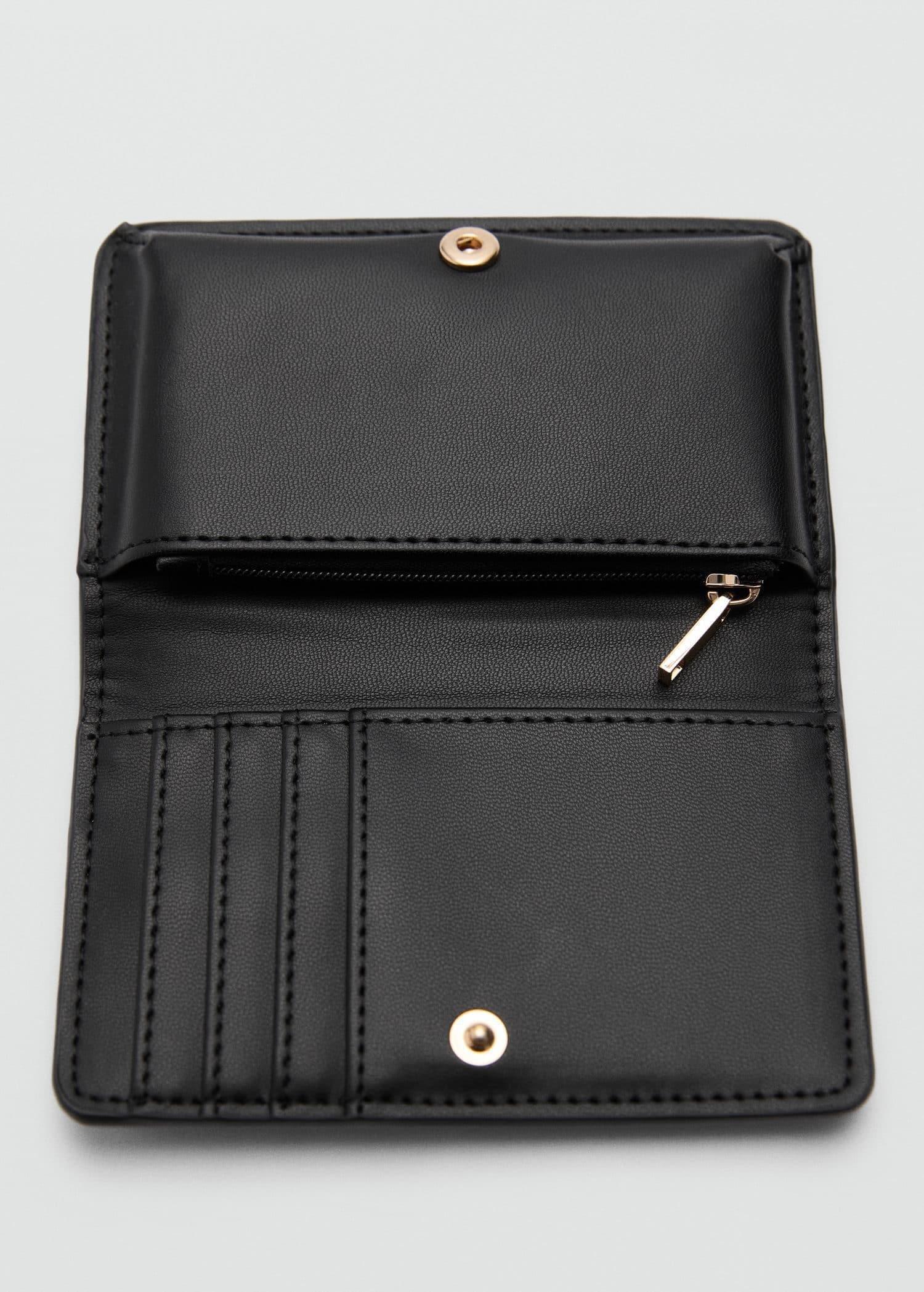 Black Crocodile-Effect Purse, Black, large image number 2