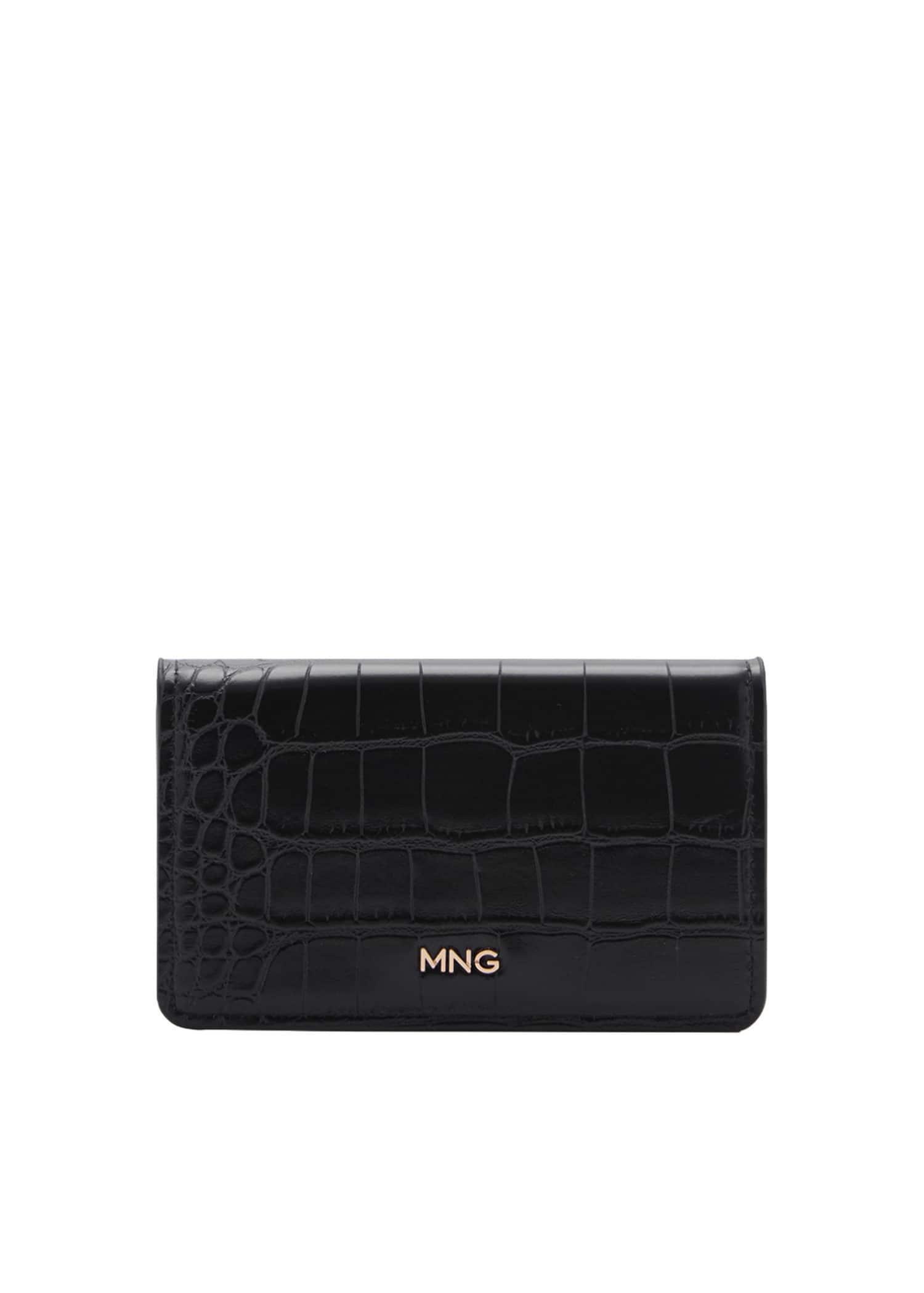 Black Crocodile-Effect Purse, Black, large image number 3