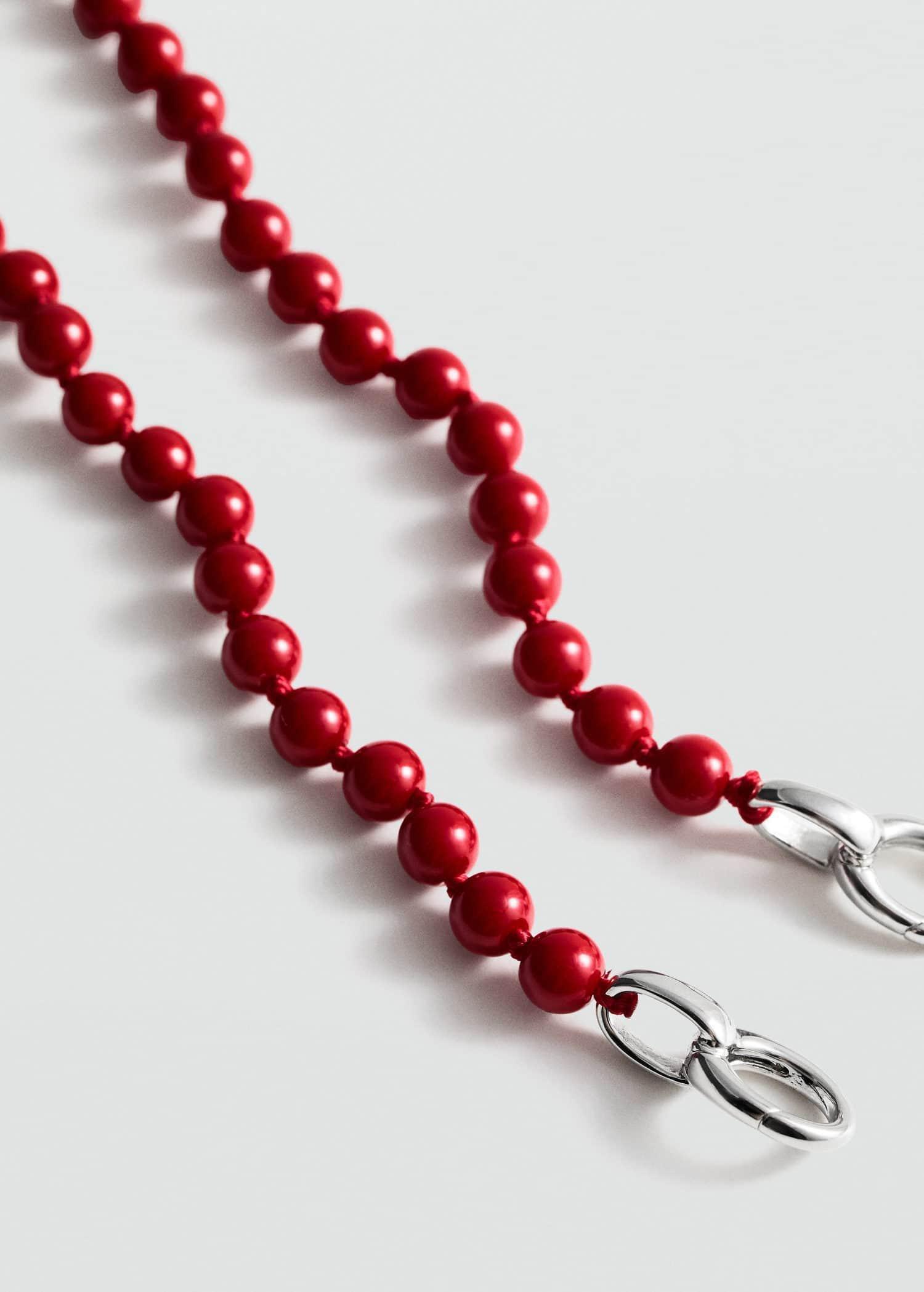 Red Chain Necklace With Crystal Beads, Red, large image number 0