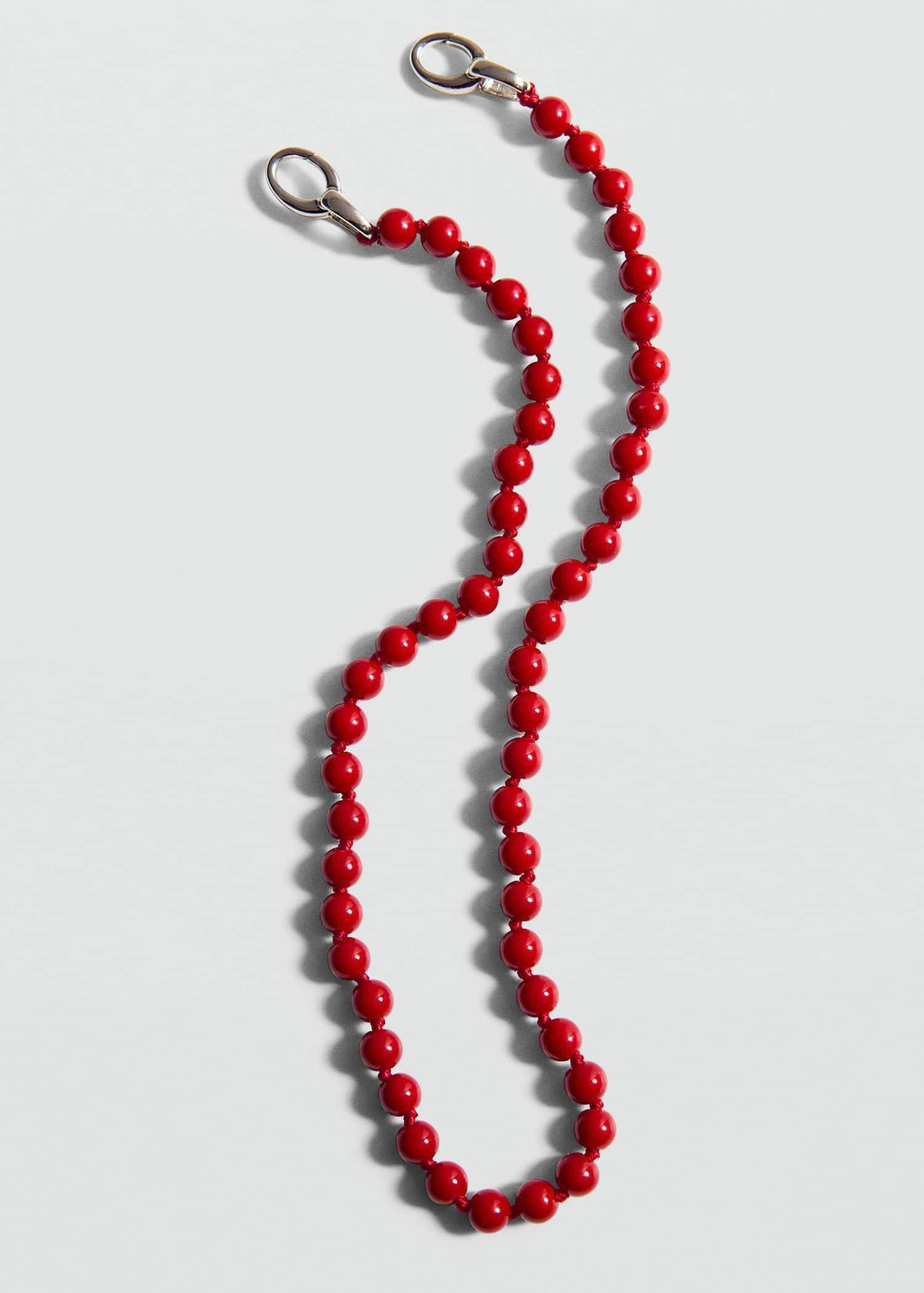 Red Chain Necklace With Crystal Beads, Red, large image number 1