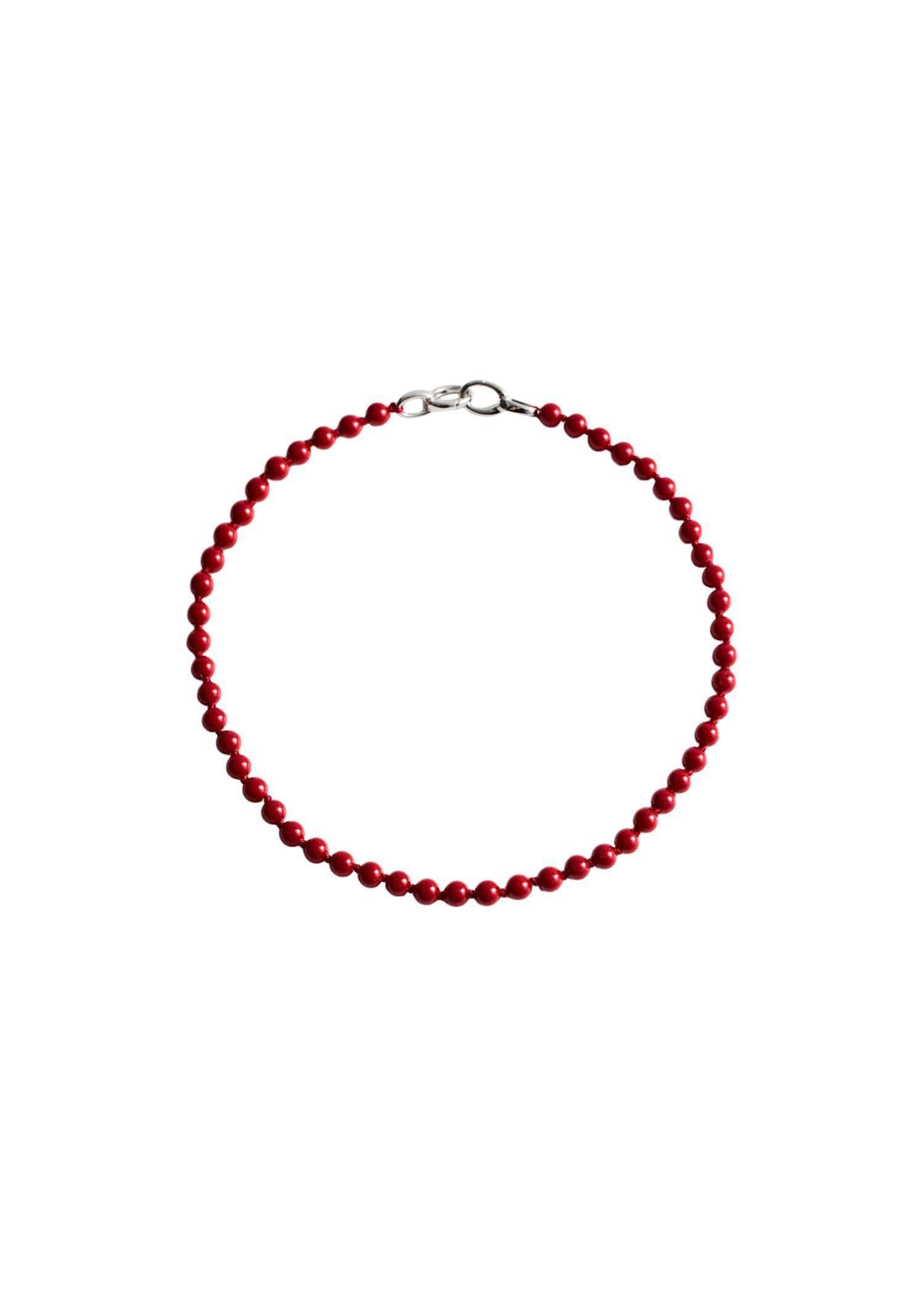 Red Chain Necklace With Crystal Beads, Red, large image number 3