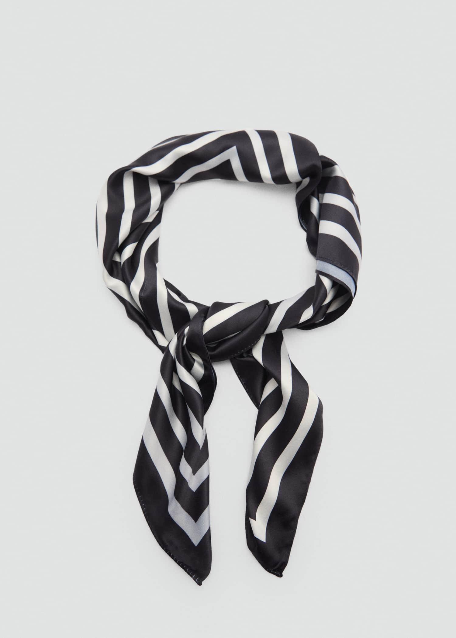 Black Bicolour Printed Scarf, 0201_99, large image number 1