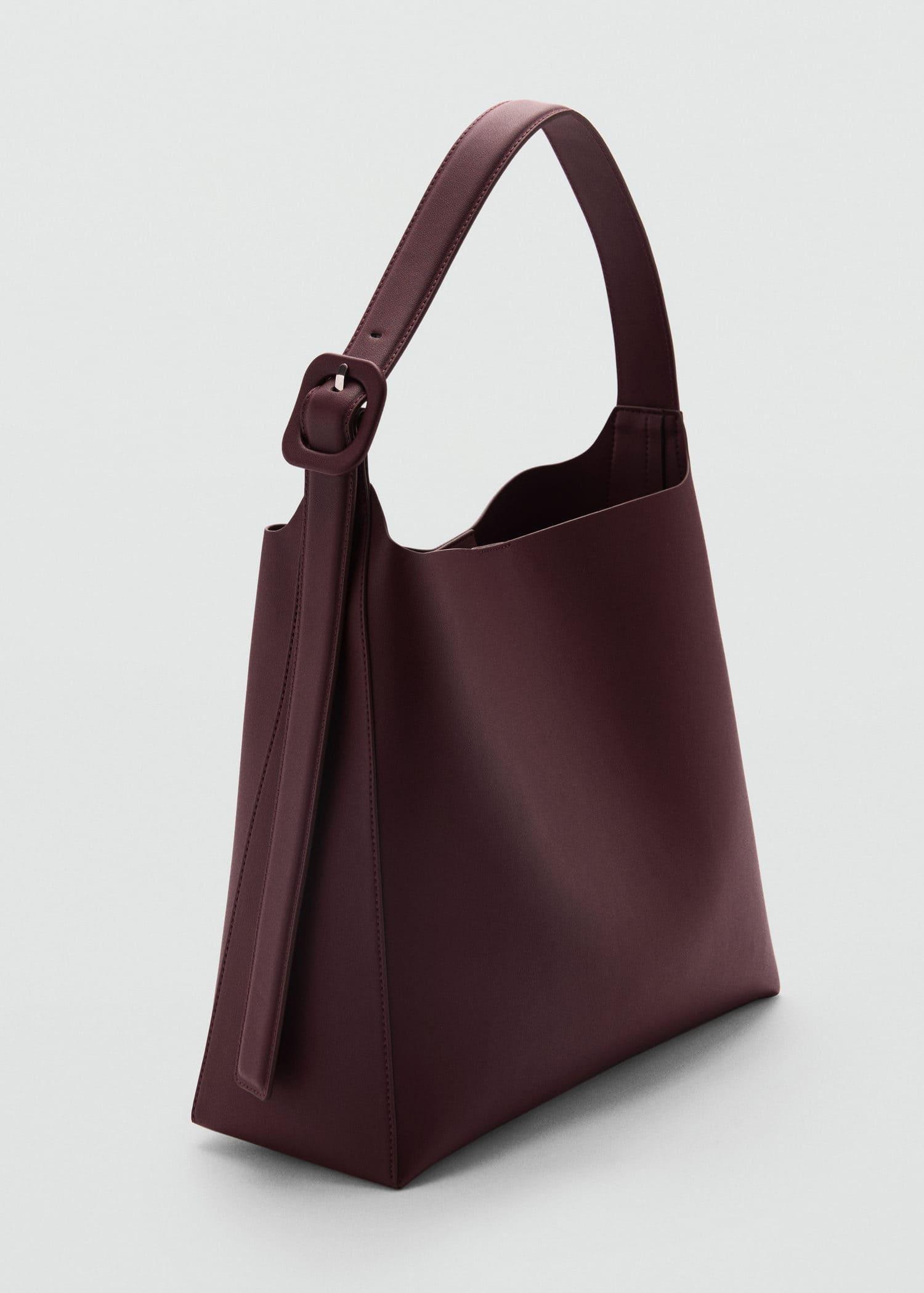 Red Shopper Bag With Buckle, Dark Red, large image number 0