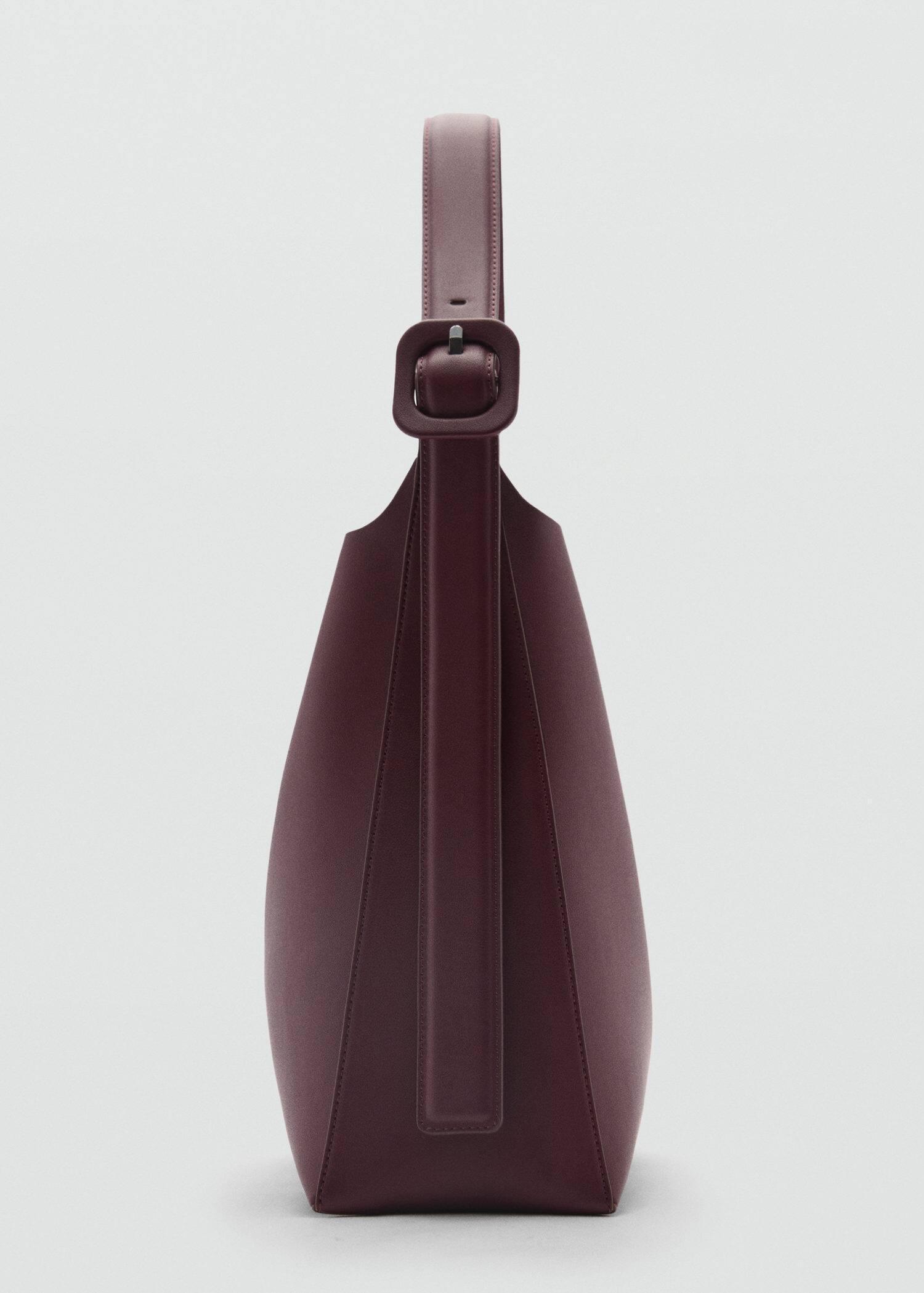 Red Shopper Bag With Buckle, Dark Red, large image number 1