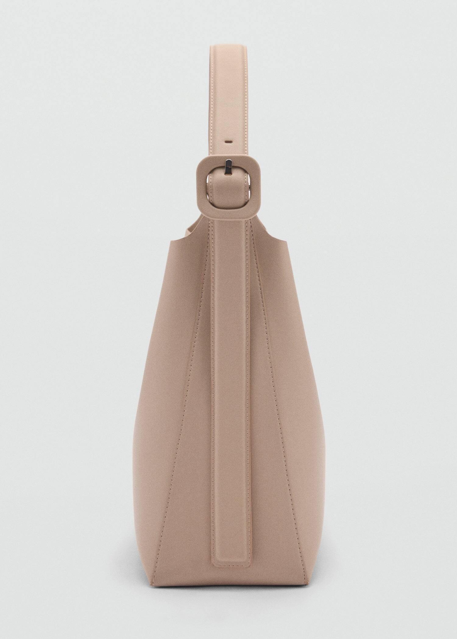 Brown Lt Pastel Shopper Bag With Buckle, Light Pastel Brown, large image number 4