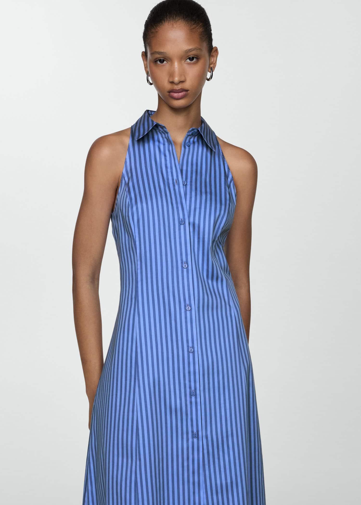 Mango blue striped dress best sale