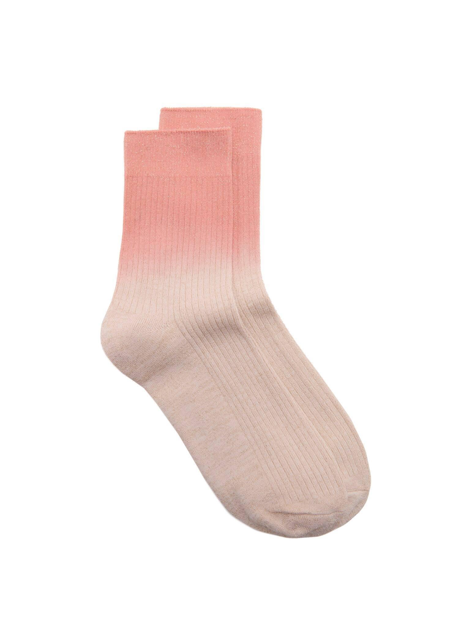 Orange Lt-Pastel Lurex Degraded Socks, Light-Pastel Orange, large image number 1