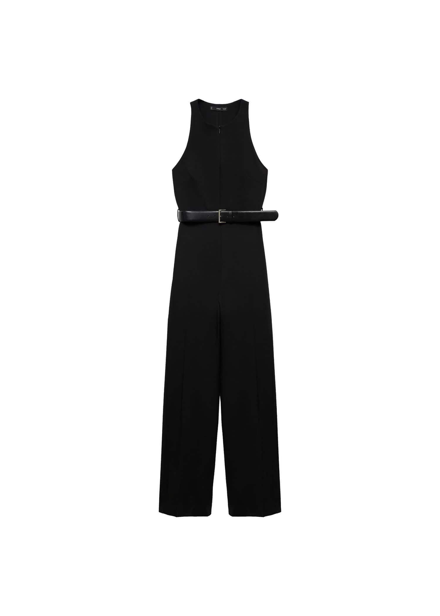 Mango Black Jumpsuit With Belt And Zip Azadea Lebanon