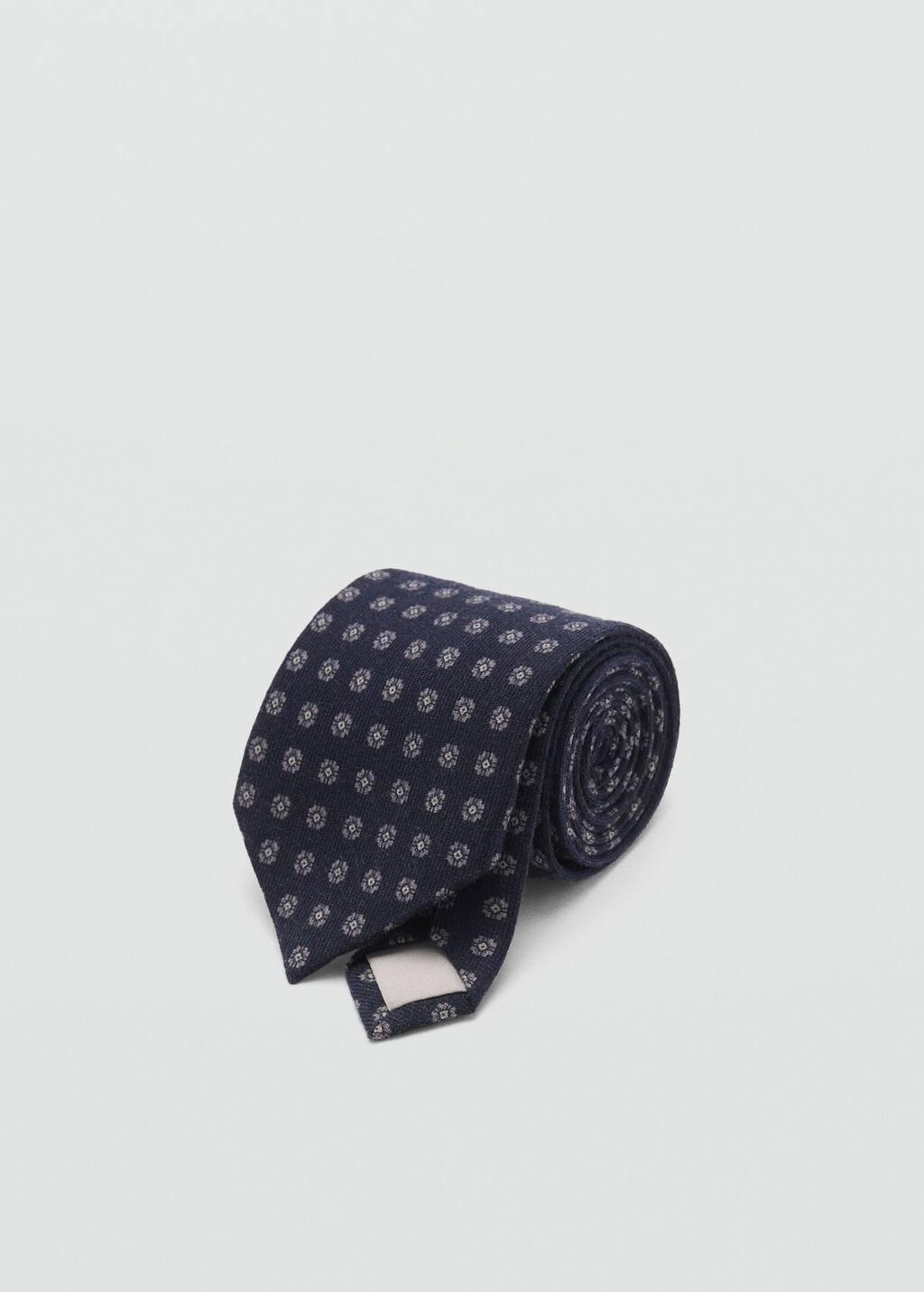 Navy 100% Wool Necktie With Geometric Design, Navy, large image number 0