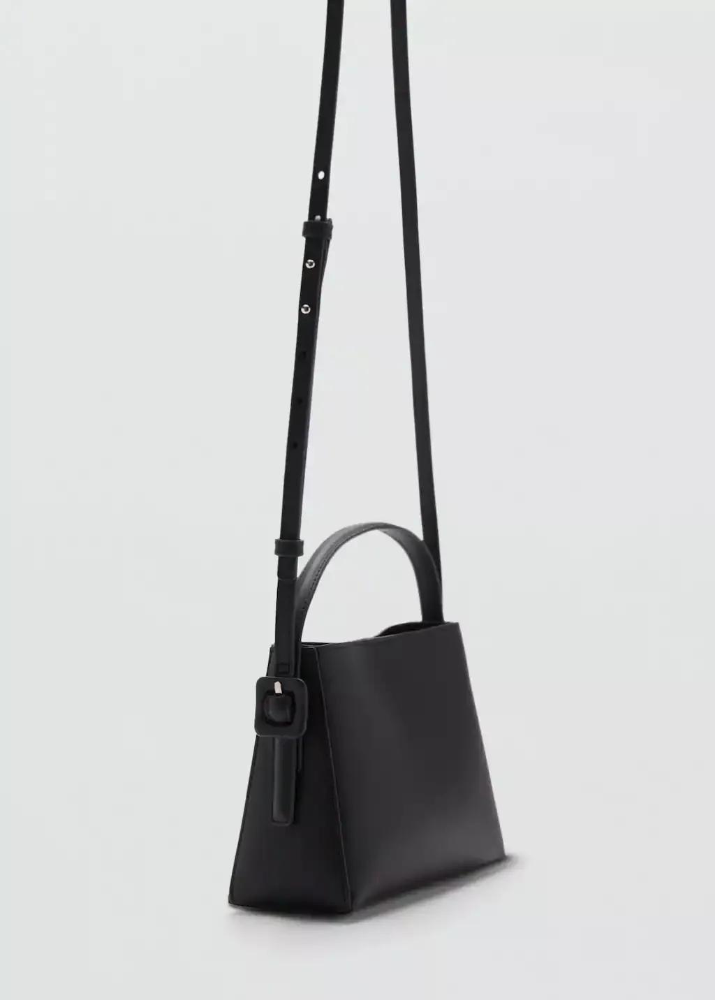 Black Shopper Bag With Buckle, Black, large image number 0