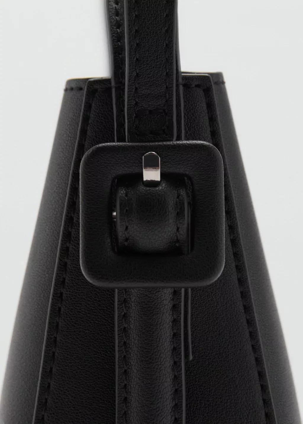 Black Shopper Bag With Buckle, Black, large image number 1