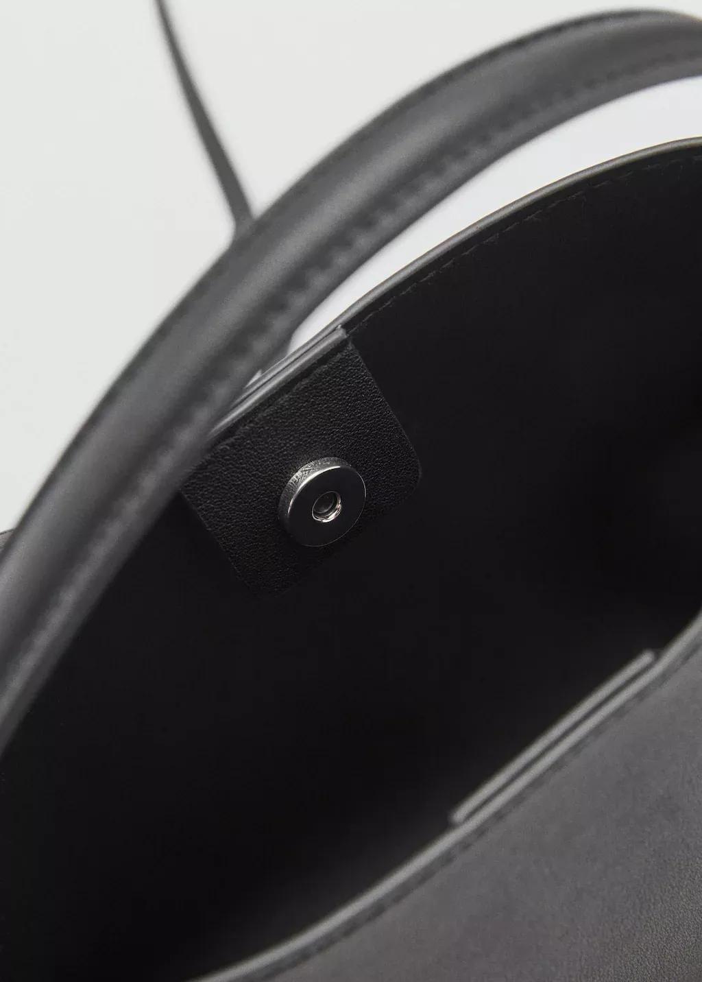 Black Shopper Bag With Buckle, Black, large image number 2