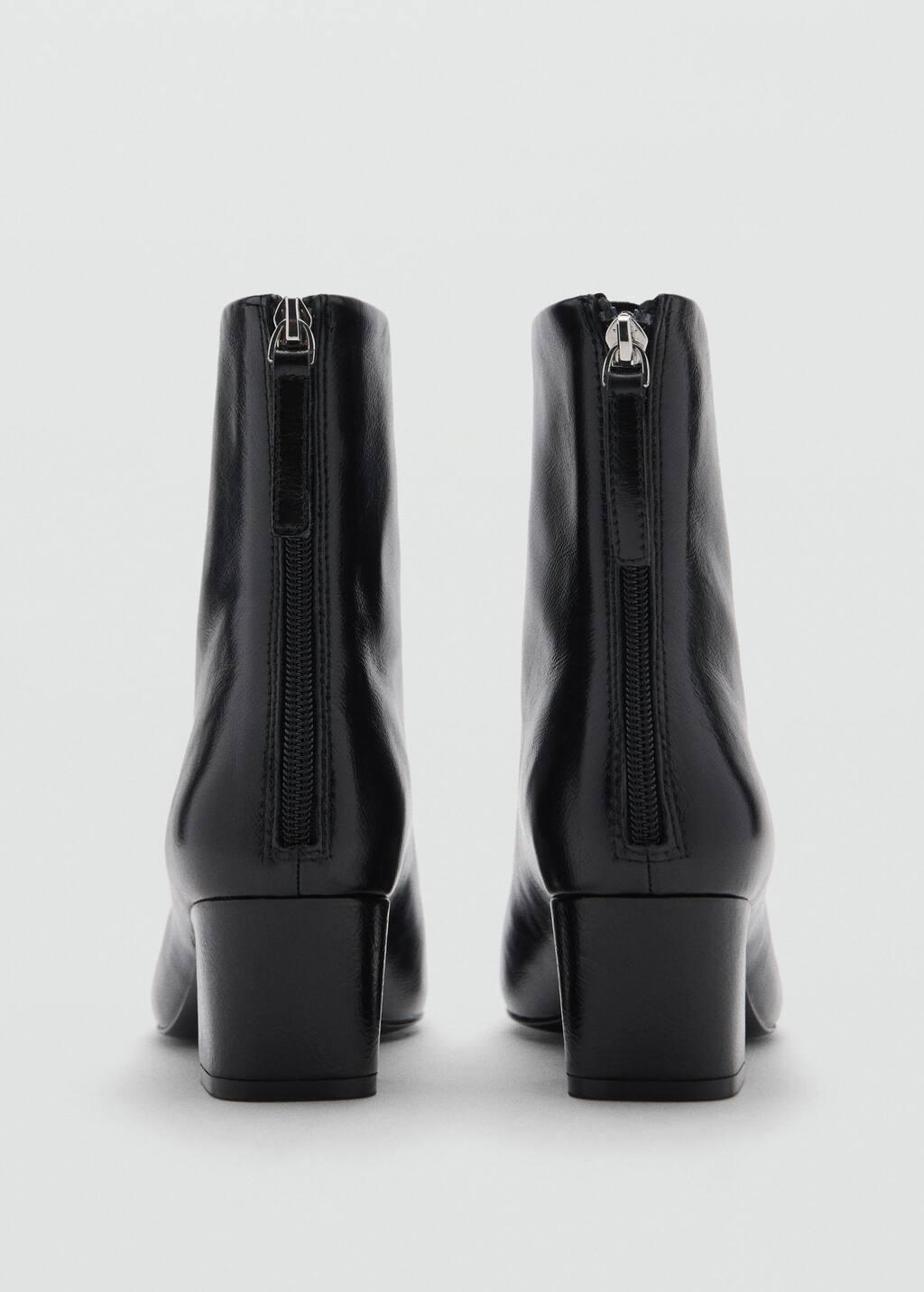Black Zipped Leather Ankle Boots, , large image number 1