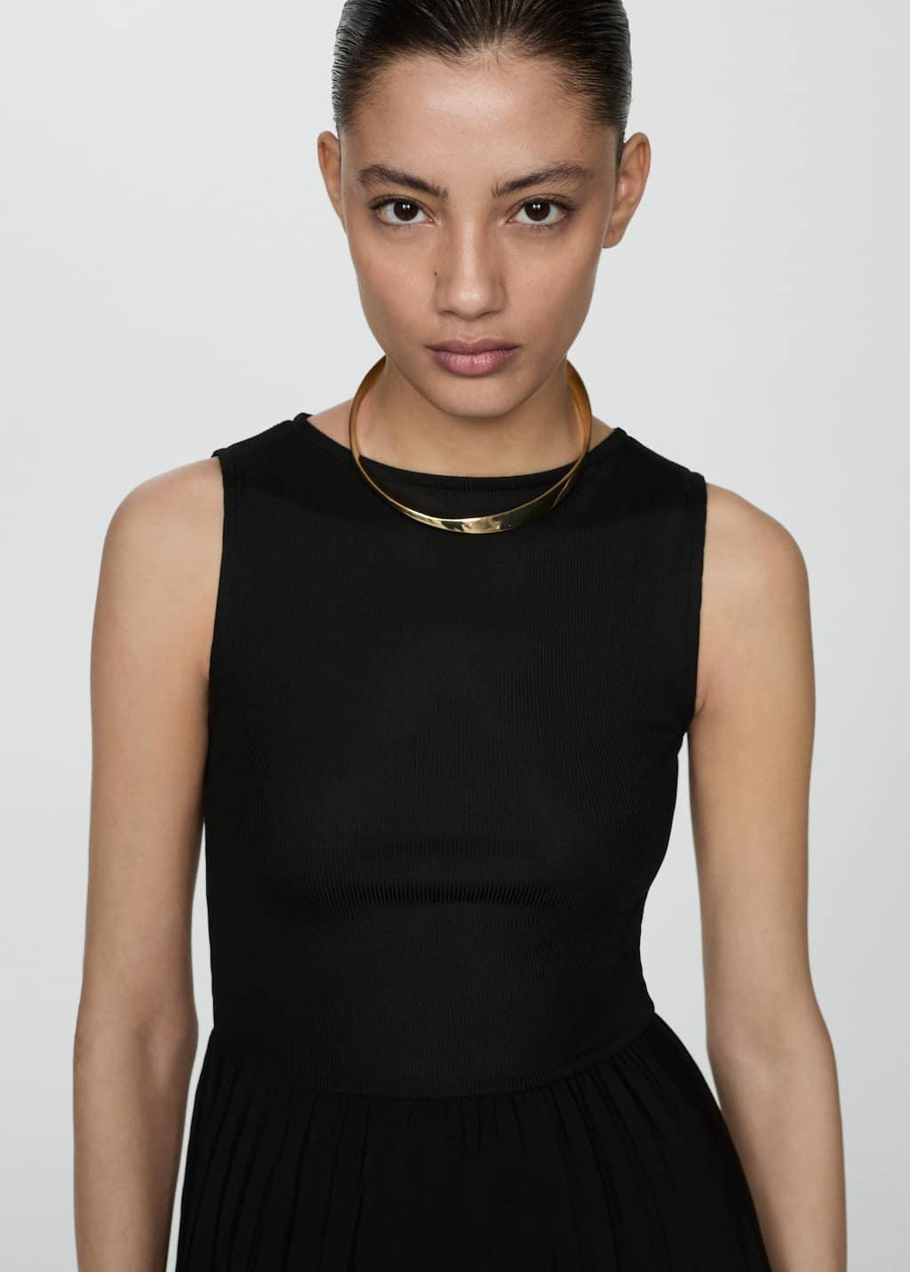 Black Pleated Midi Dress, , large image number 0