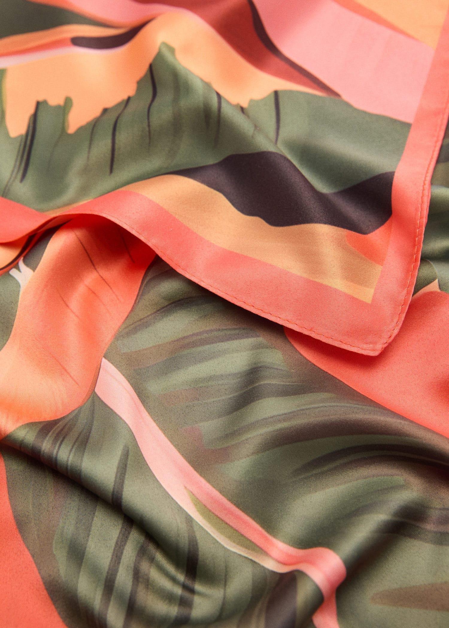 Red Multicolour Print Scarf, Bright Red, large image number 0