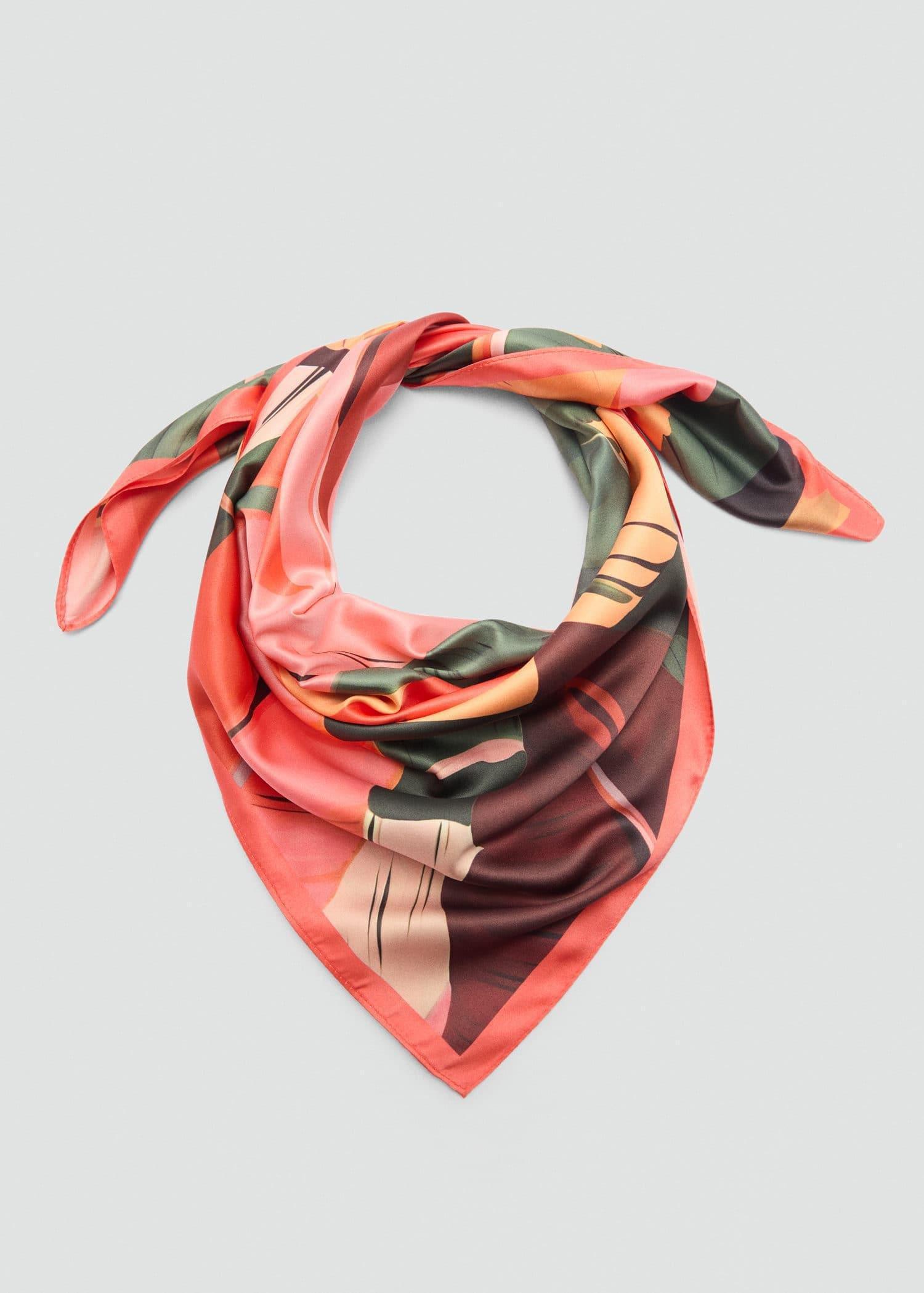 Red Multicolour Print Scarf, Bright Red, large image number 1
