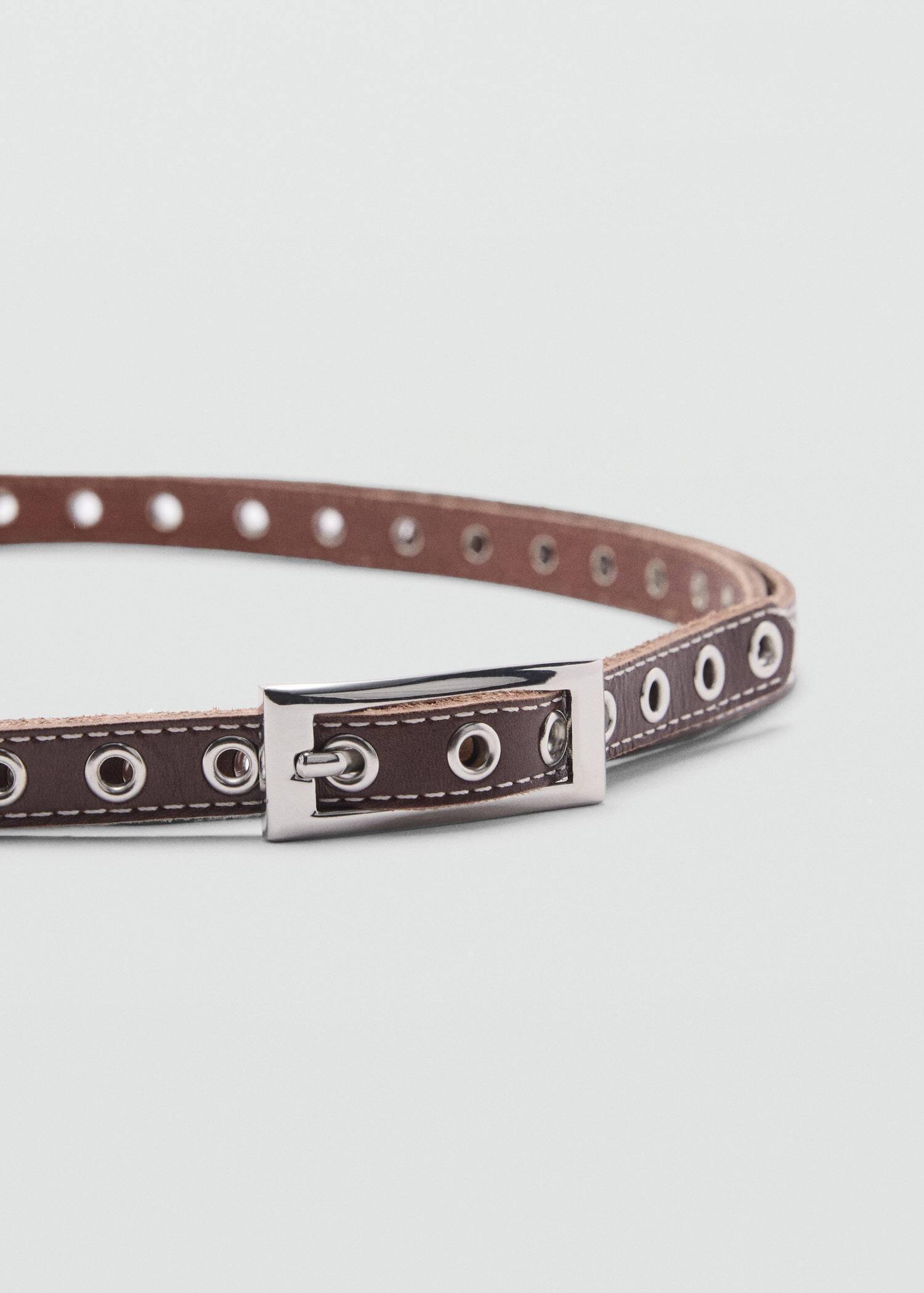 Brown Laser-Cut Leather Belt, 0201_32, large image number 0