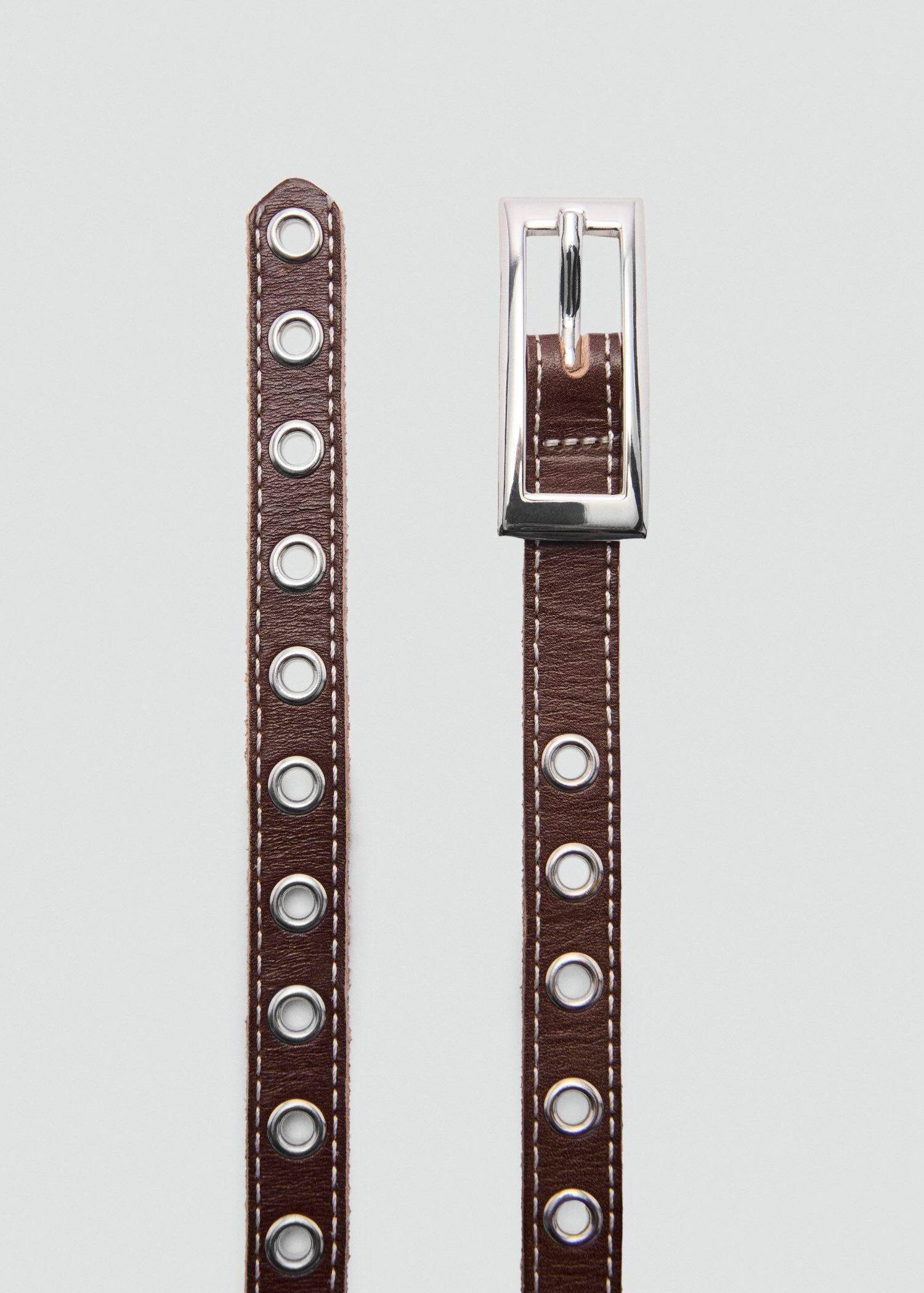 Brown Laser-Cut Leather Belt, 0201_32, large image number 1