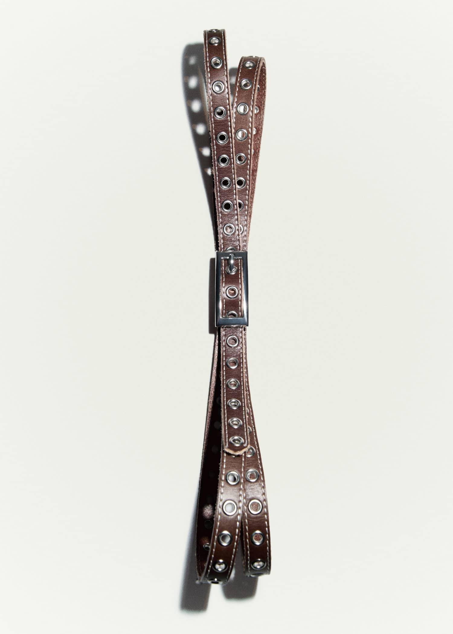 Brown Laser-Cut Leather Belt, 0201_32, large image number 2