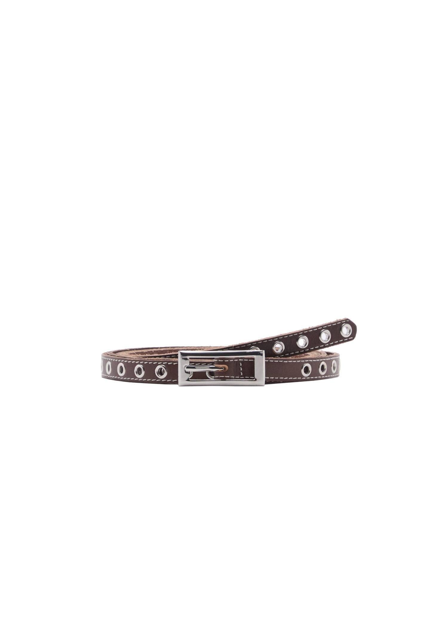 Brown Laser-Cut Leather Belt, 0201_32, large image number 3