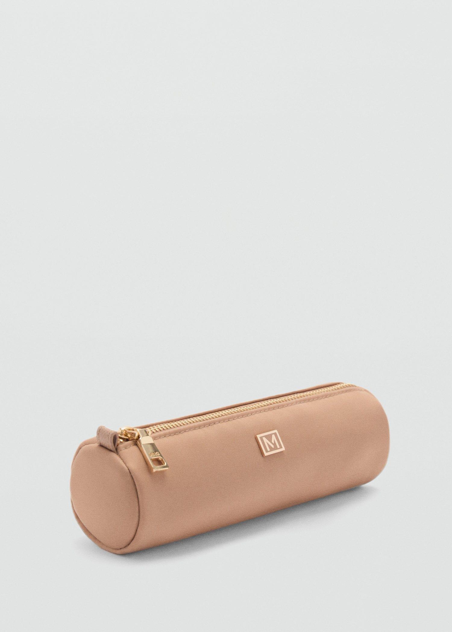 Beige Logo Zipped Pencil Case, Light Beige, large image number 0