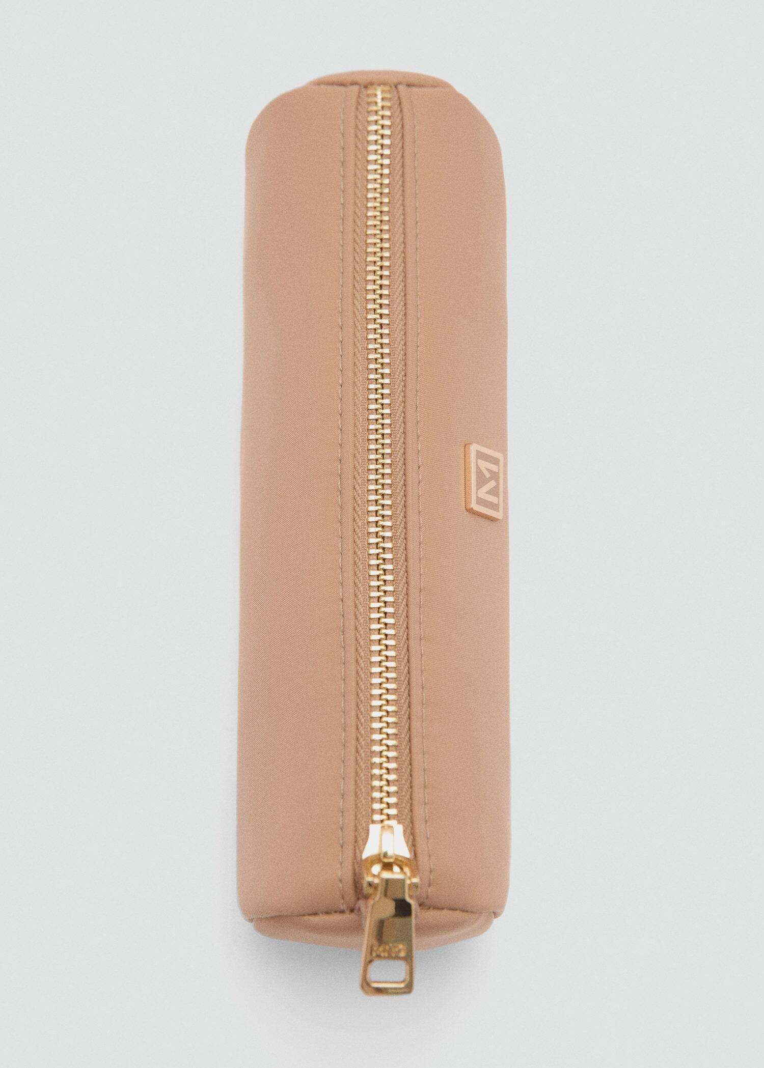 Beige Logo Zipped Pencil Case, Light Beige, large image number 1