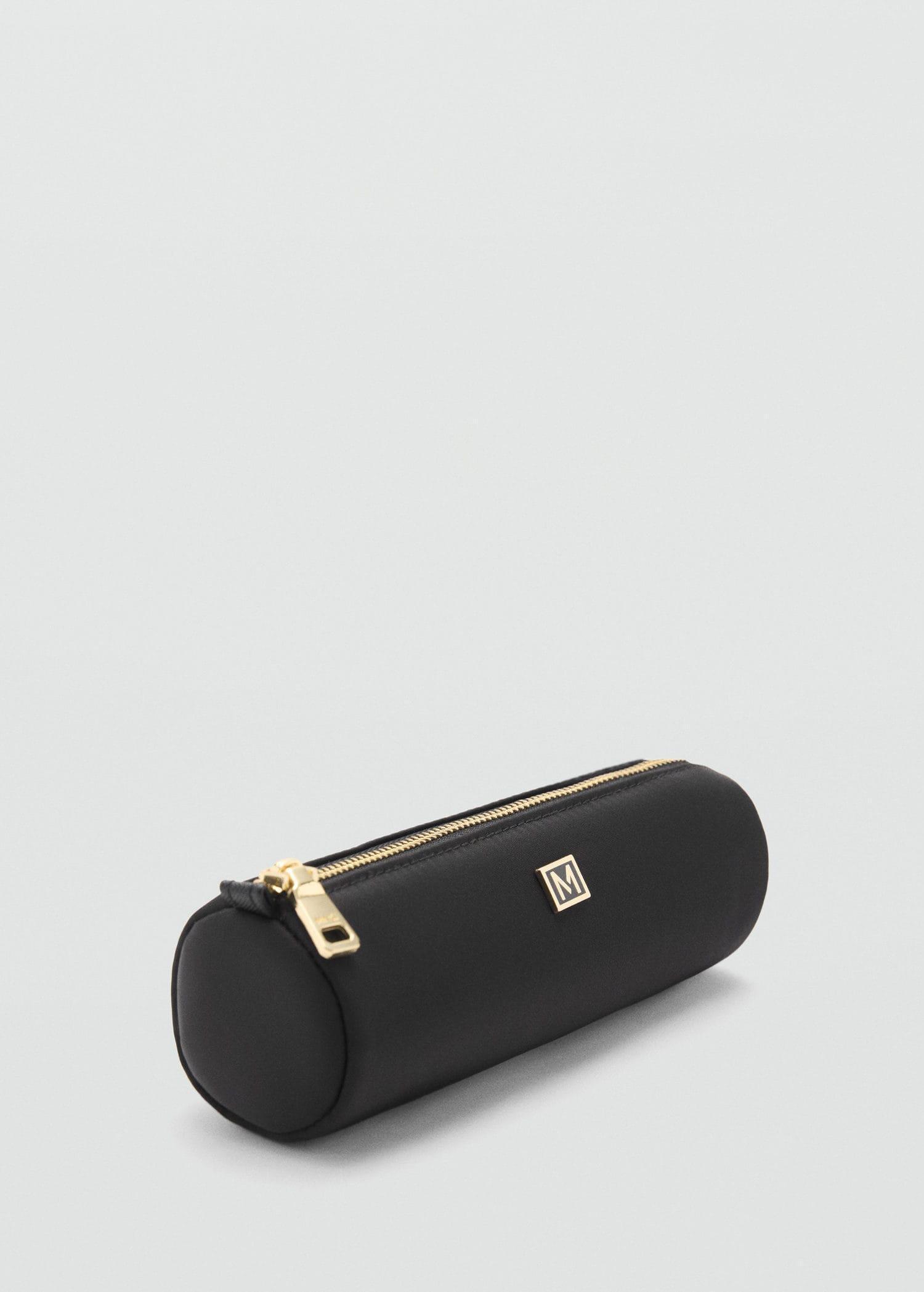 Black Logo Zipped Pencil Case, Black, large image number 0