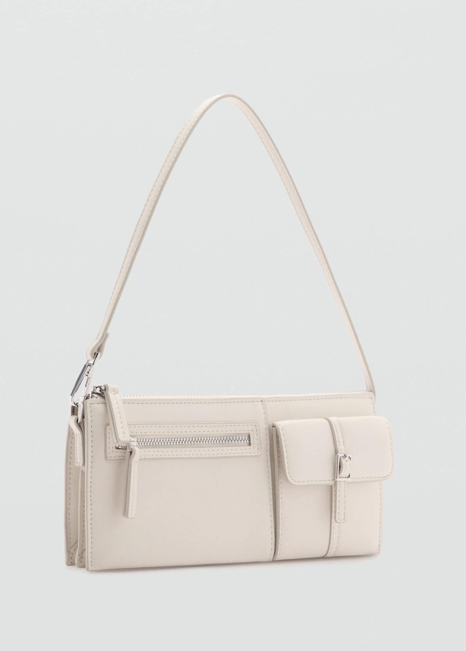 White Shoulder Bag With Pockets, White, large image number 0